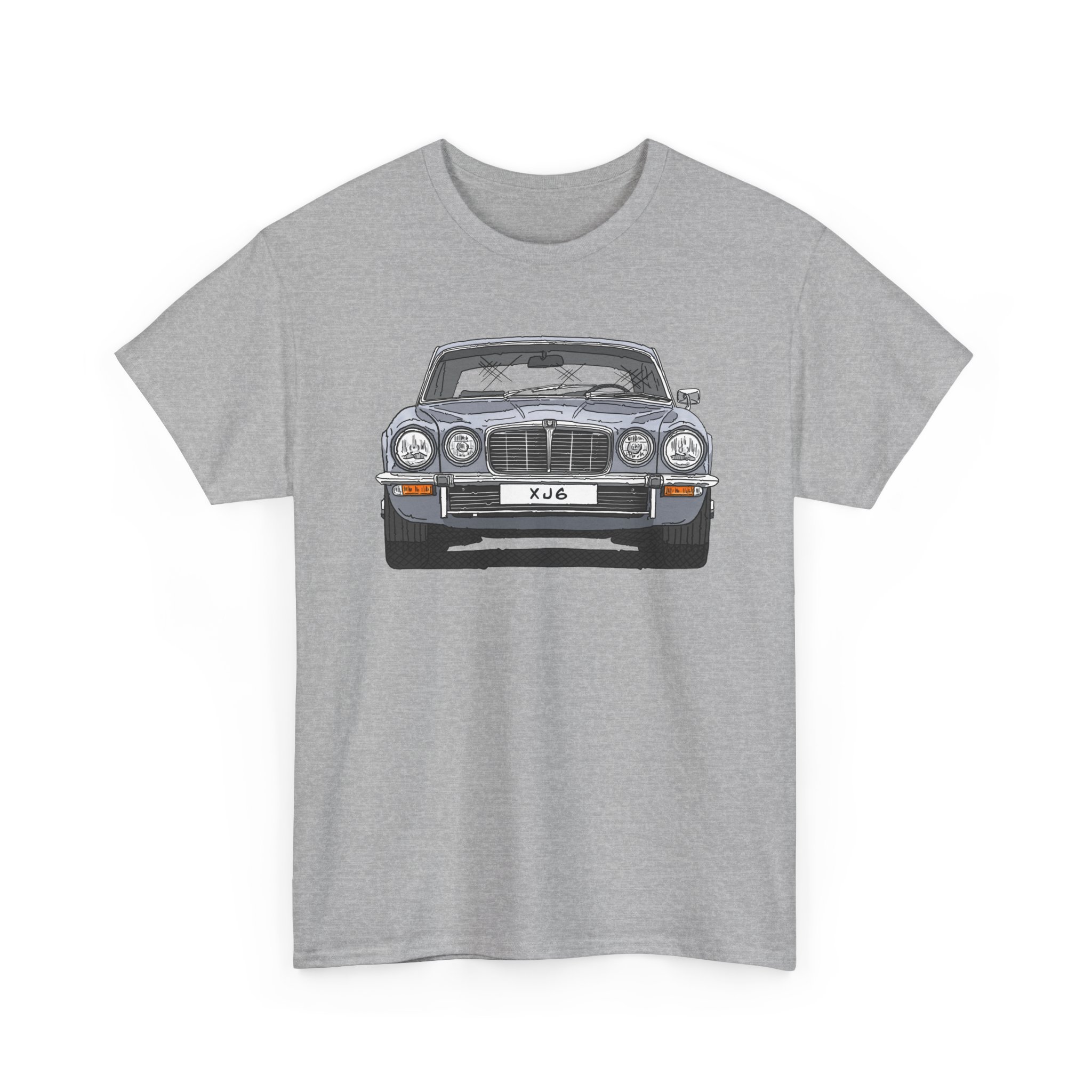 T-Shirt, Jaguar XJ6, Serie 2, Strichzeichnung, Silber, eigenes Kennzeichen möglich – Bild 2
