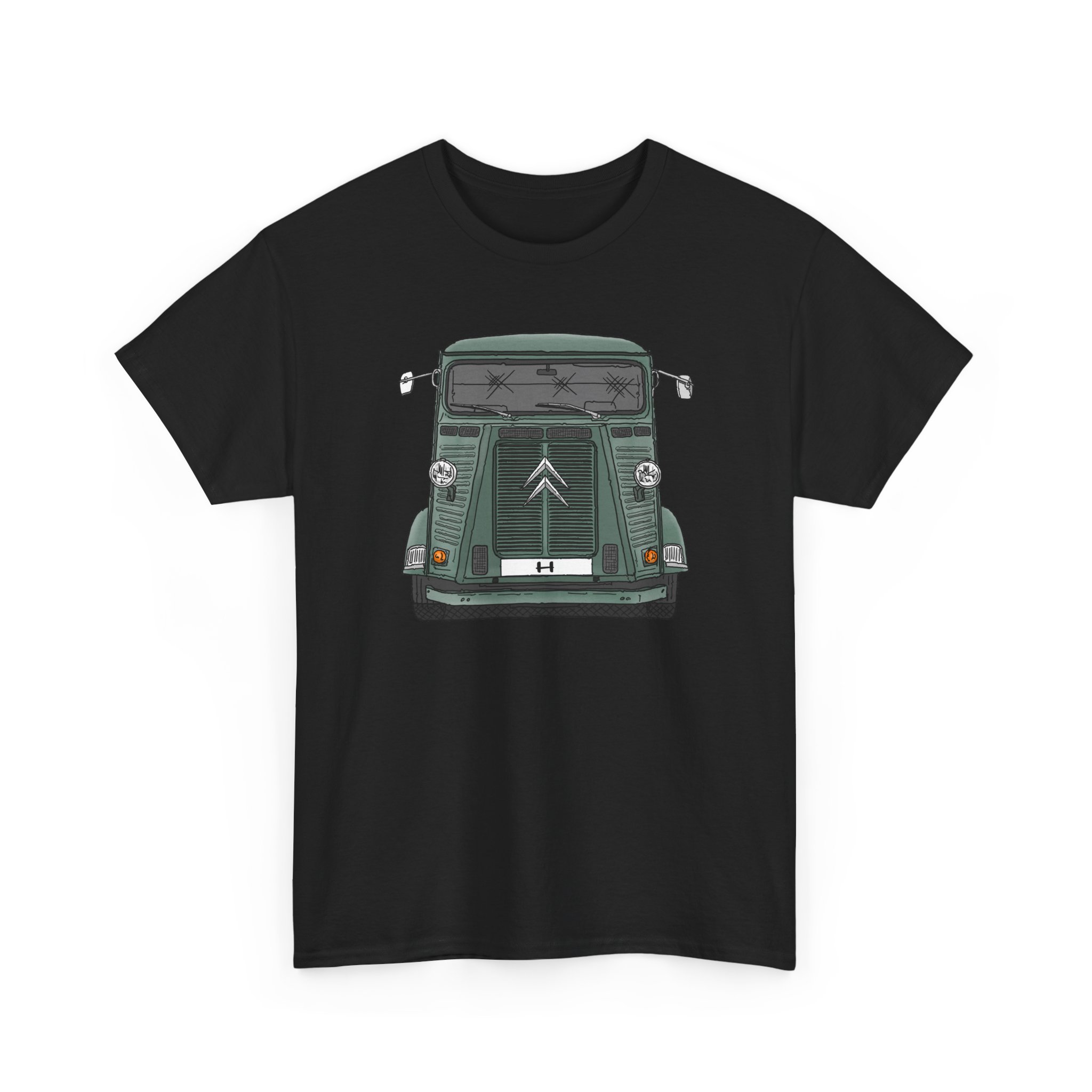 T-Shirt, Citroen H, Strichzeichnung, Grün, eigenes Kennzeichen möglich – Bild 5