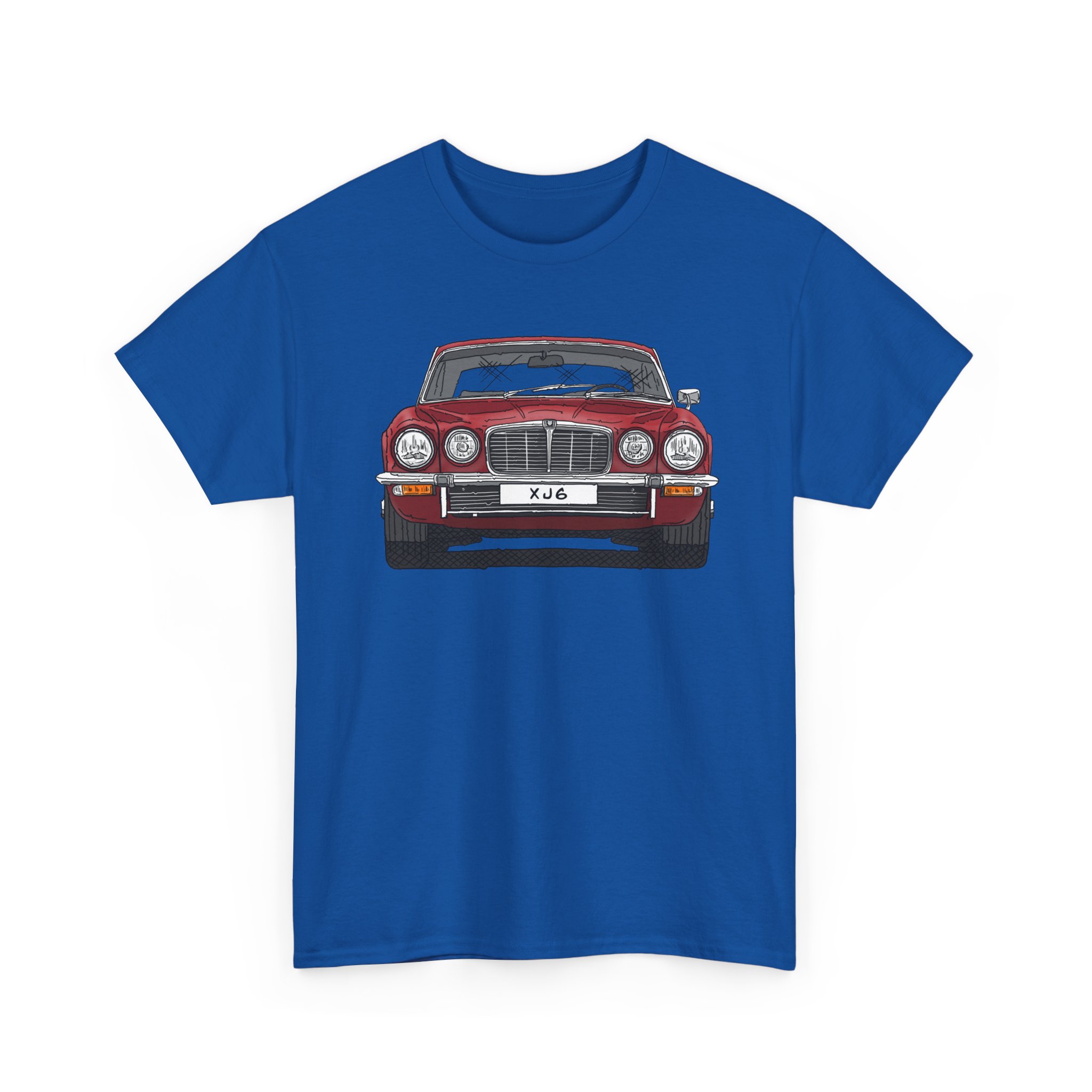 T-Shirt, Jaguar XJ6, Serie 2, Strichzeichnung, Rot, eigenes Kennzeichen möglich – Bild 8