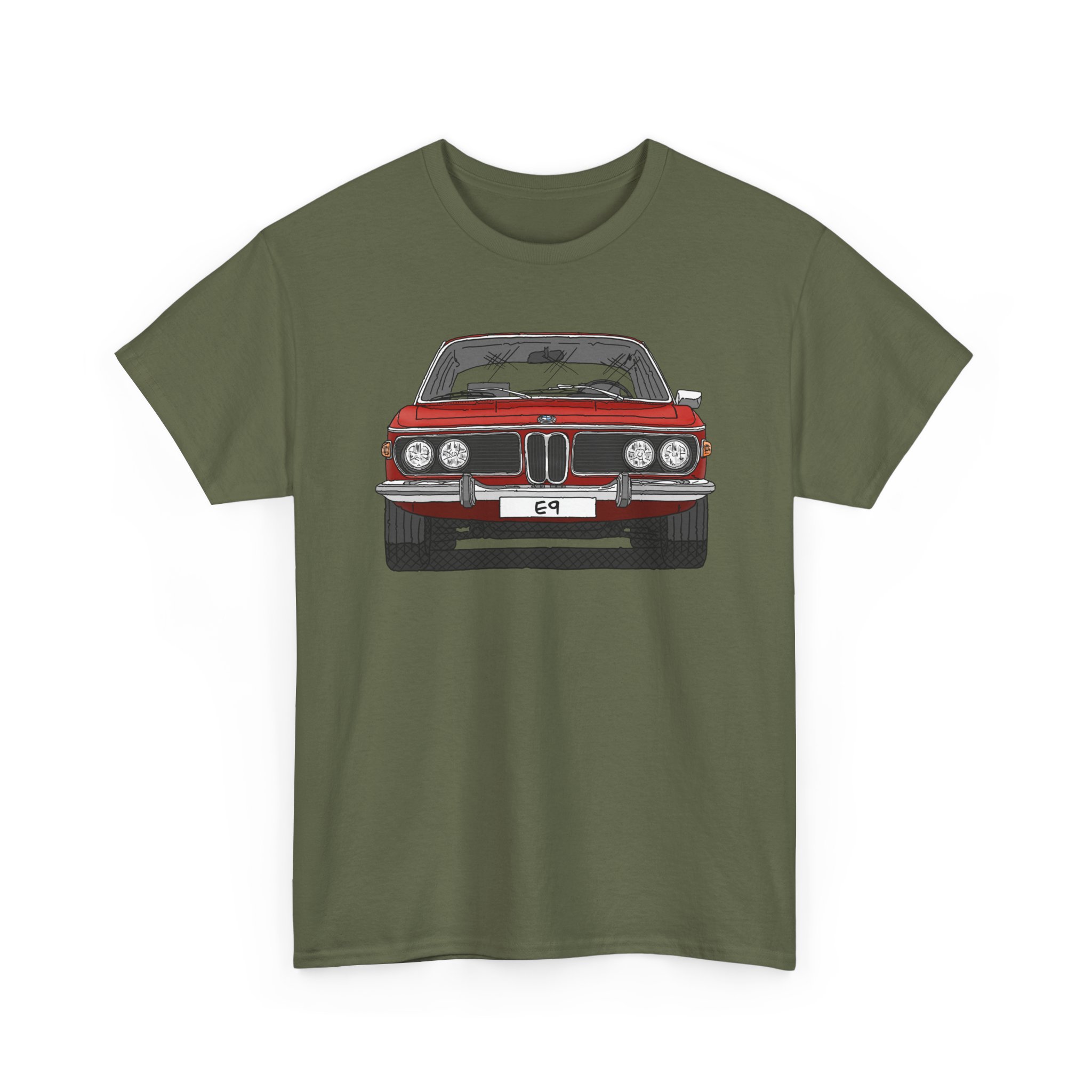 T-Shirt, BMW E9, Strichzeichnung, Rot, eigenes Kennzeichen möglich – Bild 2