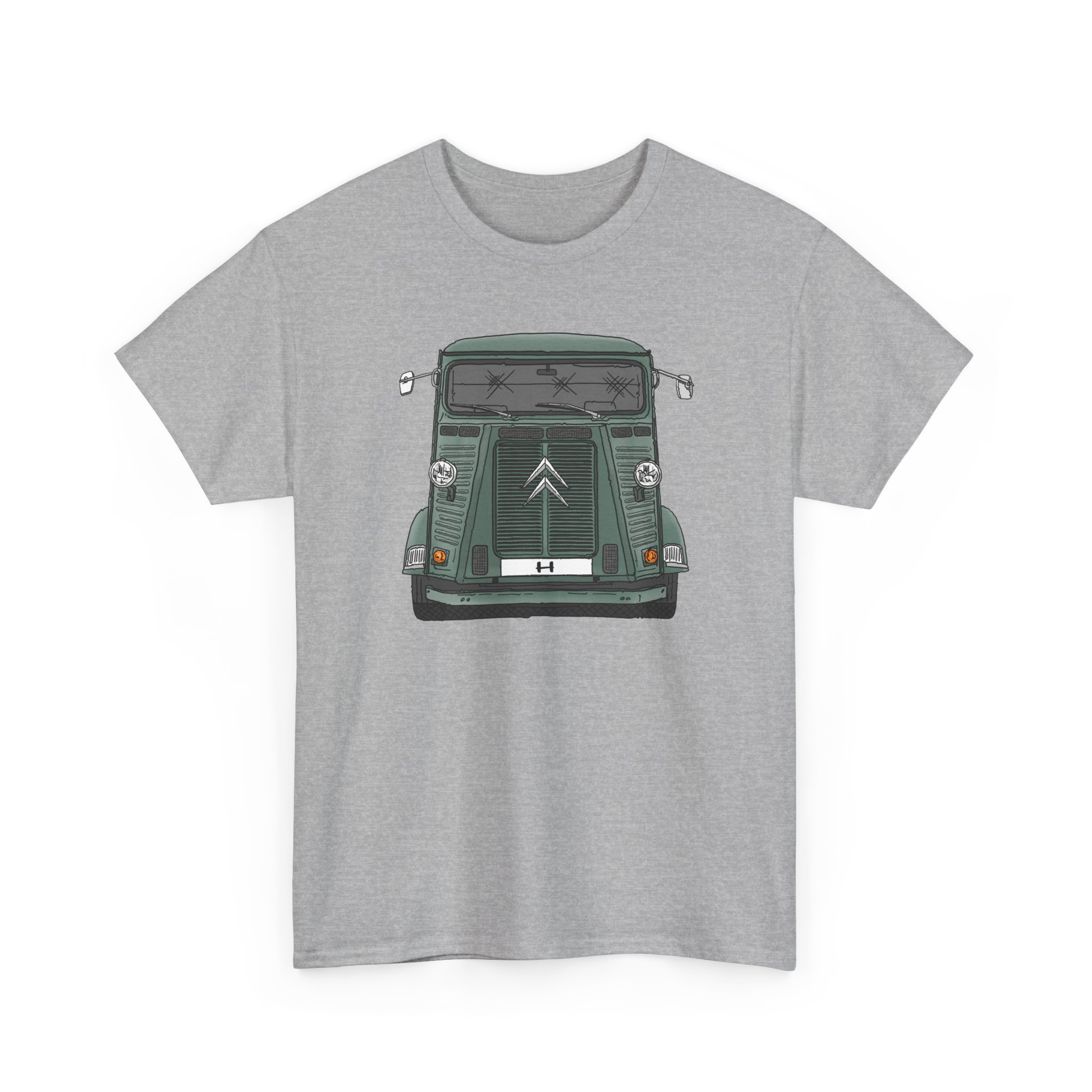 T-Shirt, Citroen H, Strichzeichnung, Grün, eigenes Kennzeichen möglich