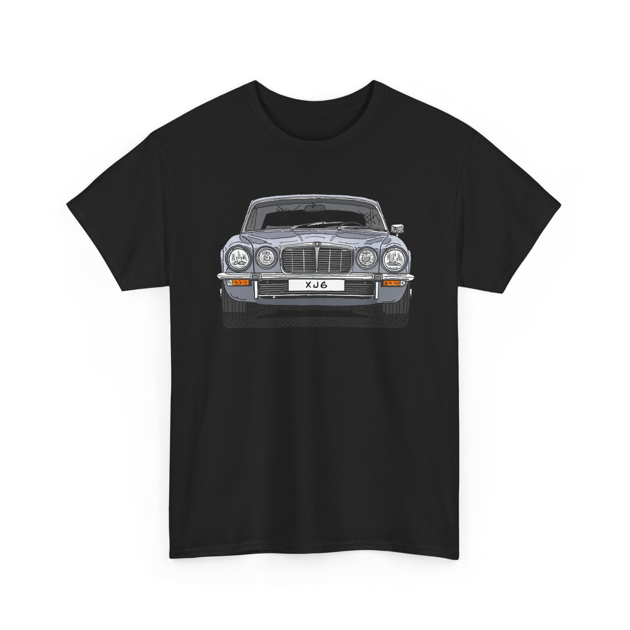 T-Shirt, Jaguar XJ6, Serie 2, Strichzeichnung, Silber, eigenes Kennzeichen möglich – Bild 5