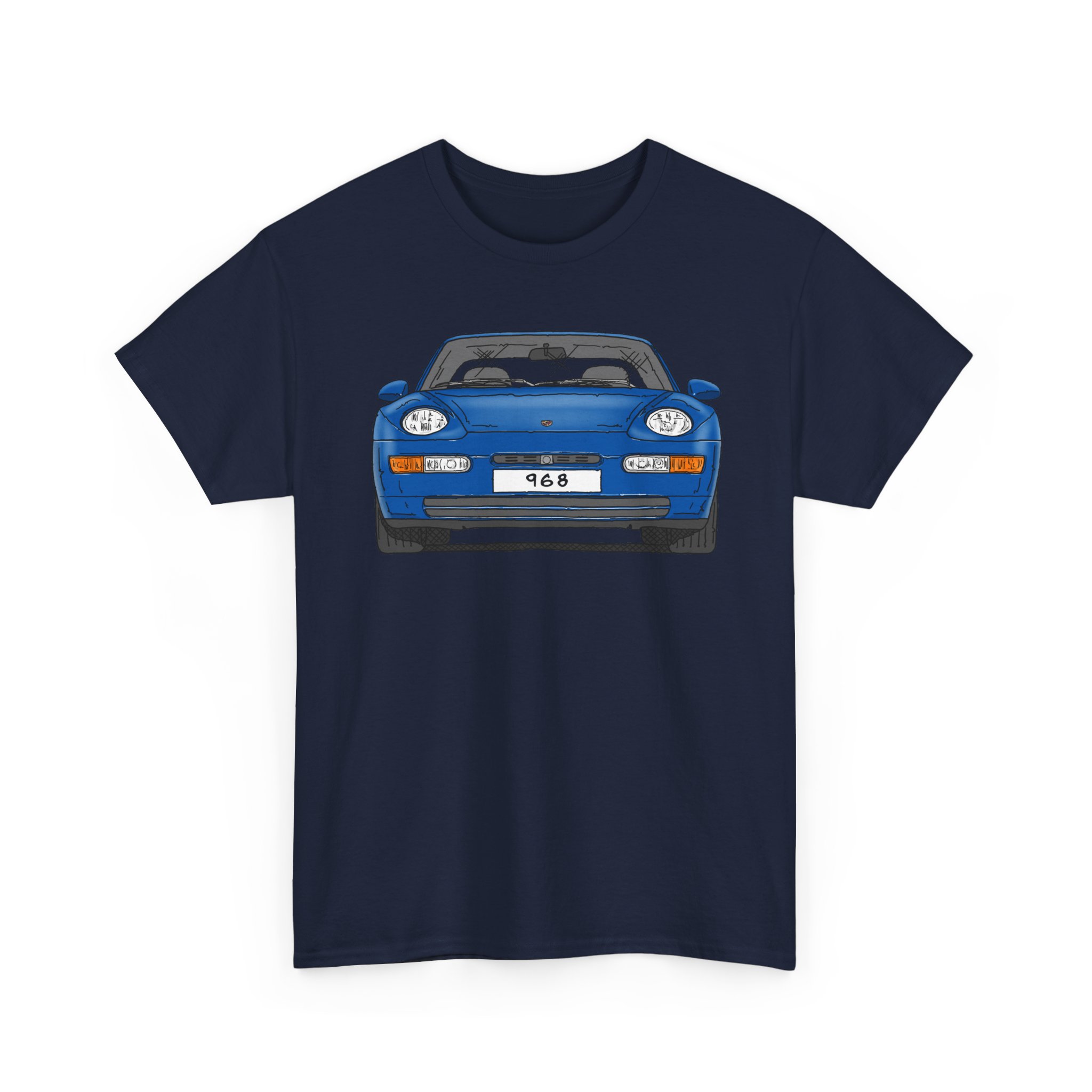 T-Shirt, Porsche 968, Strichzeichnung, Blau, eigenes Kennzeichen möglich – Bild 9