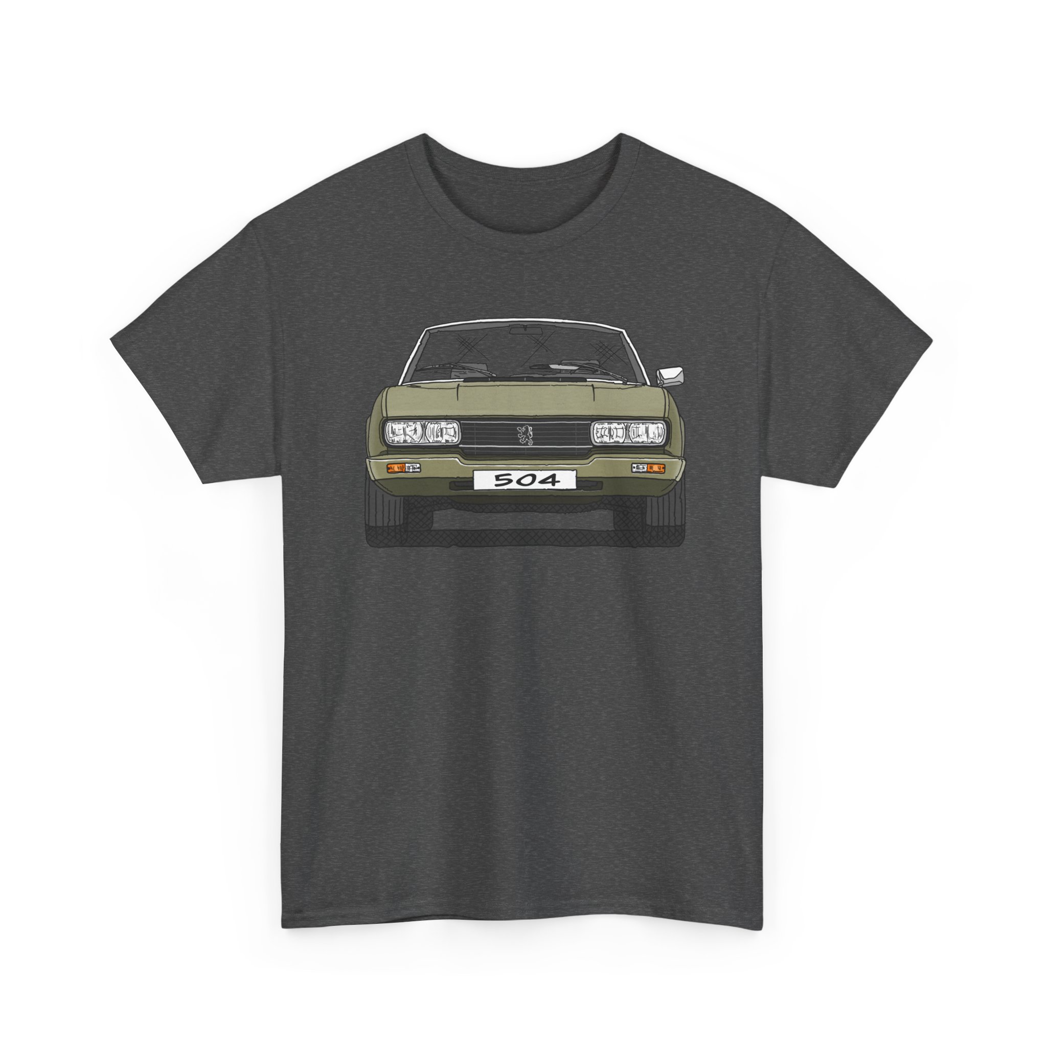 T-Shirt, Peugeot 504 Cabrio, Strichzeichnung, Grün, eigenes Kennzeichen möglich – Bild 3