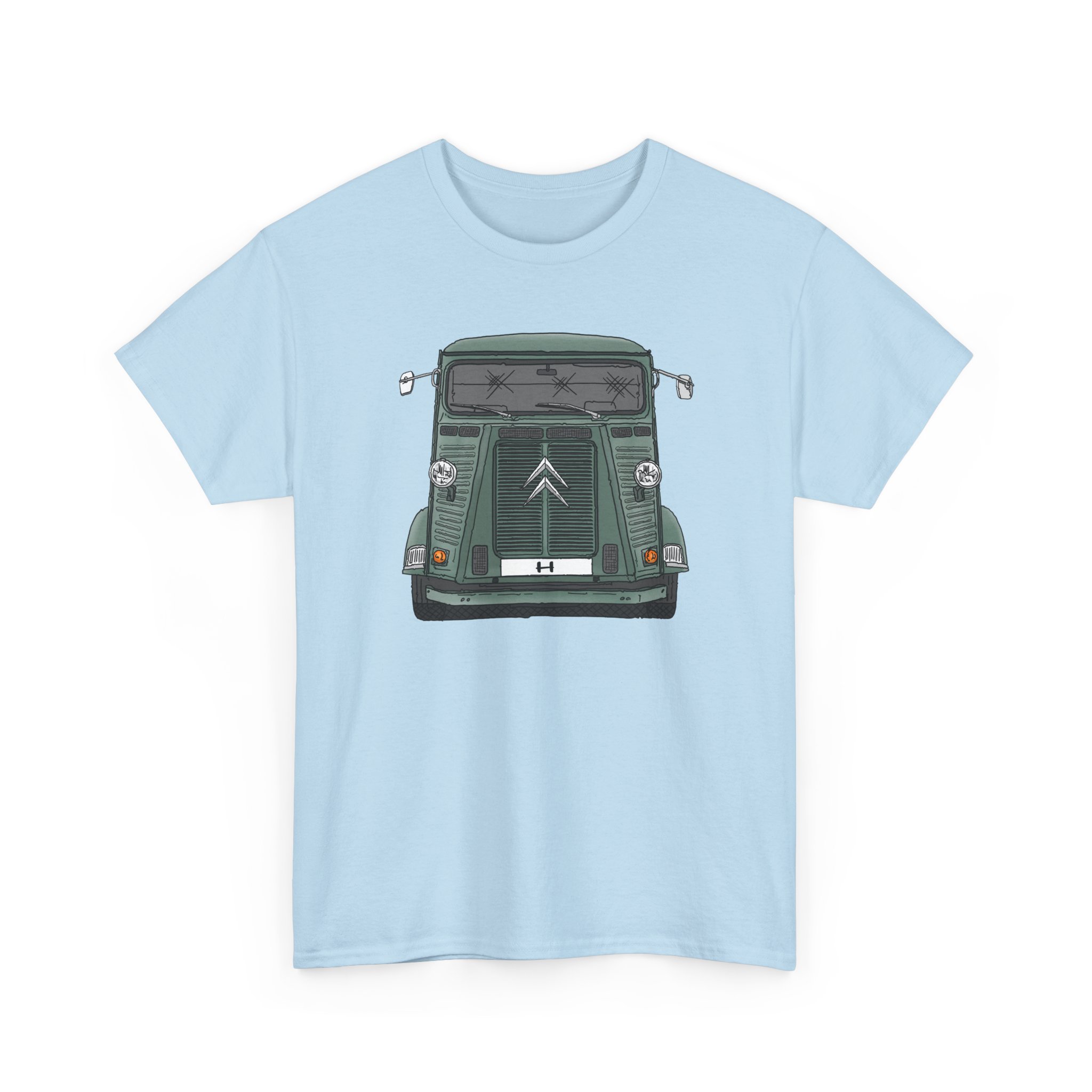 T-Shirt, Citroen H, Strichzeichnung, Grün, eigenes Kennzeichen möglich – Bild 7