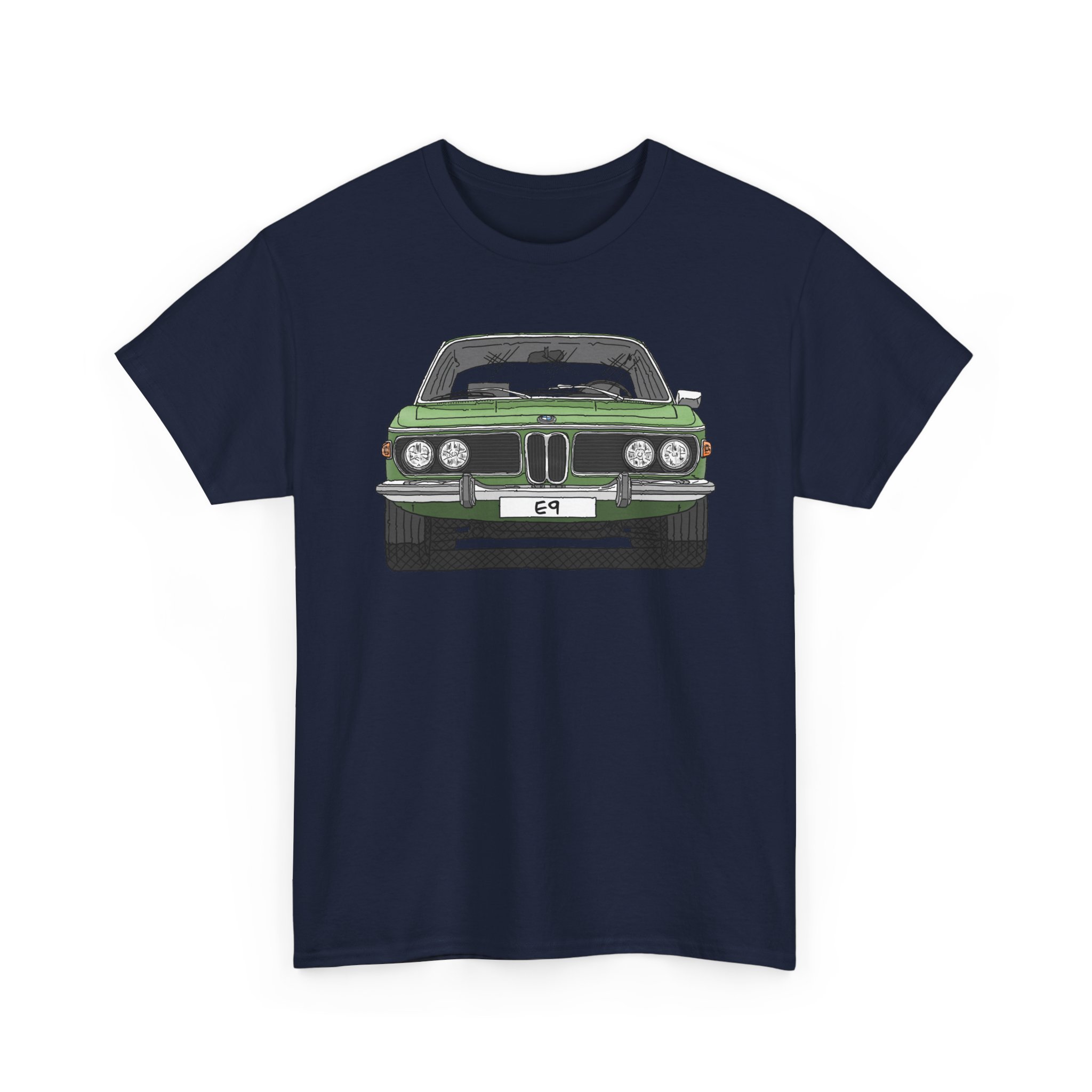 T-Shirt, BMW E9, Strichzeichnung, Hellgrün, eigenes Kennzeichen möglich – Bild 9