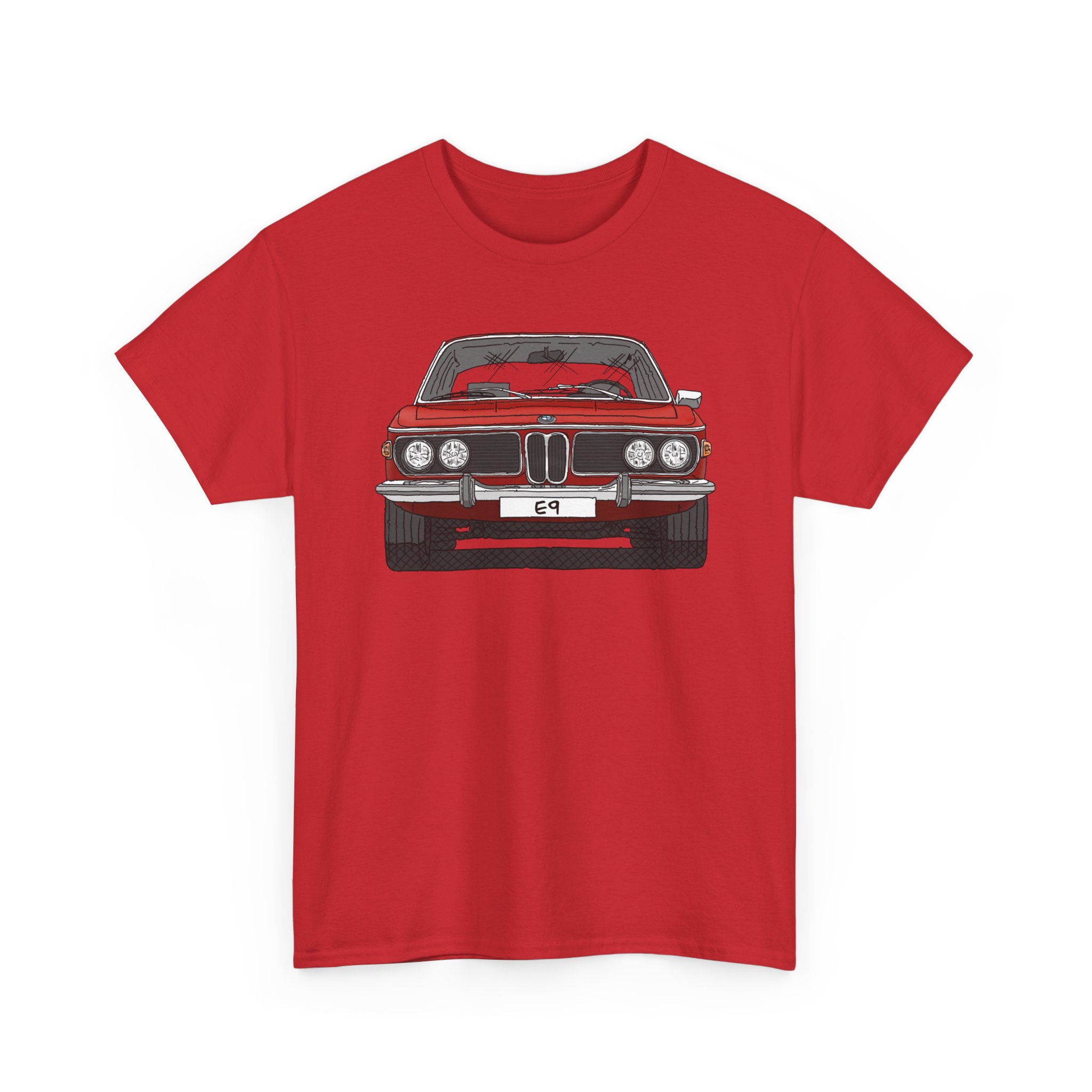 T-Shirt, BMW E9, Strichzeichnung, Rot, eigenes Kennzeichen möglich – Bild 11