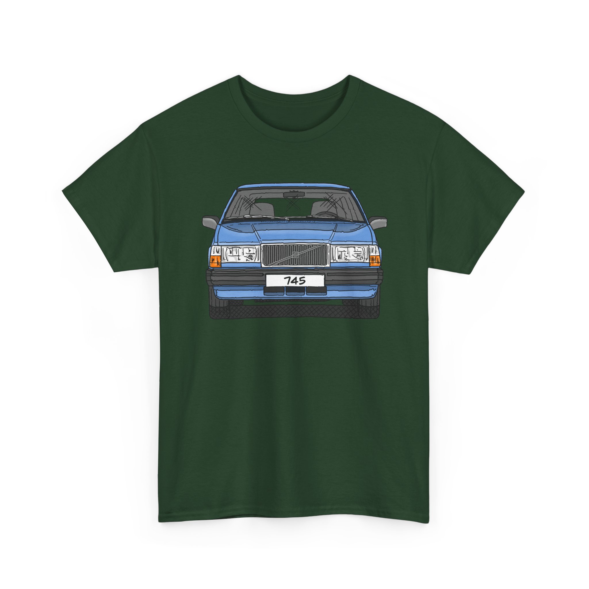 T-Shirt, Volvo 740/745, Strichzeichnung, Hellblau, eigenes Kennzeichen möglich – Bild 6