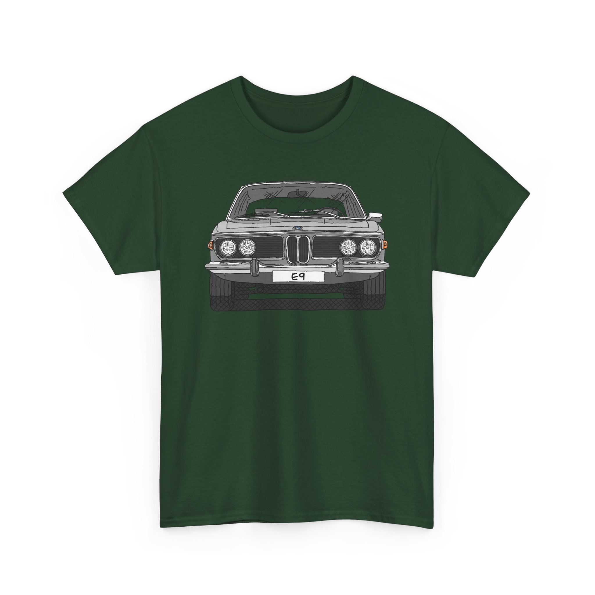 T-Shirt, BMW E9, Strichzeichnung, Silber, eigenes Kennzeichen möglich – Bild 6