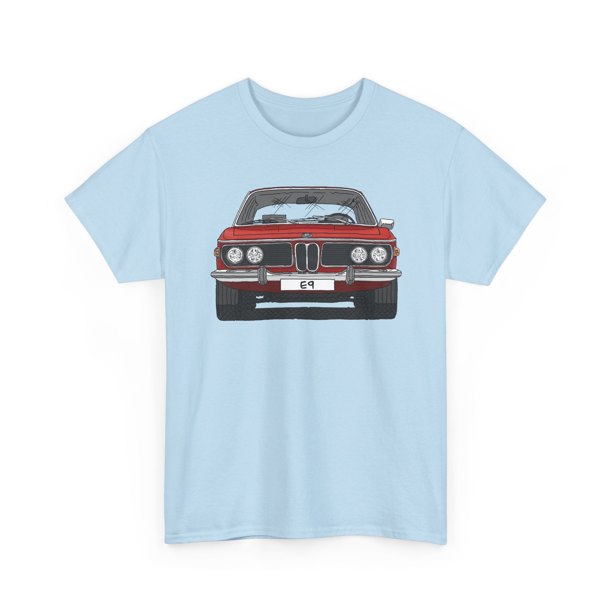 T-Shirt, BMW E9, Strichzeichnung, Rot, eigenes Kennzeichen möglich – Bild 7