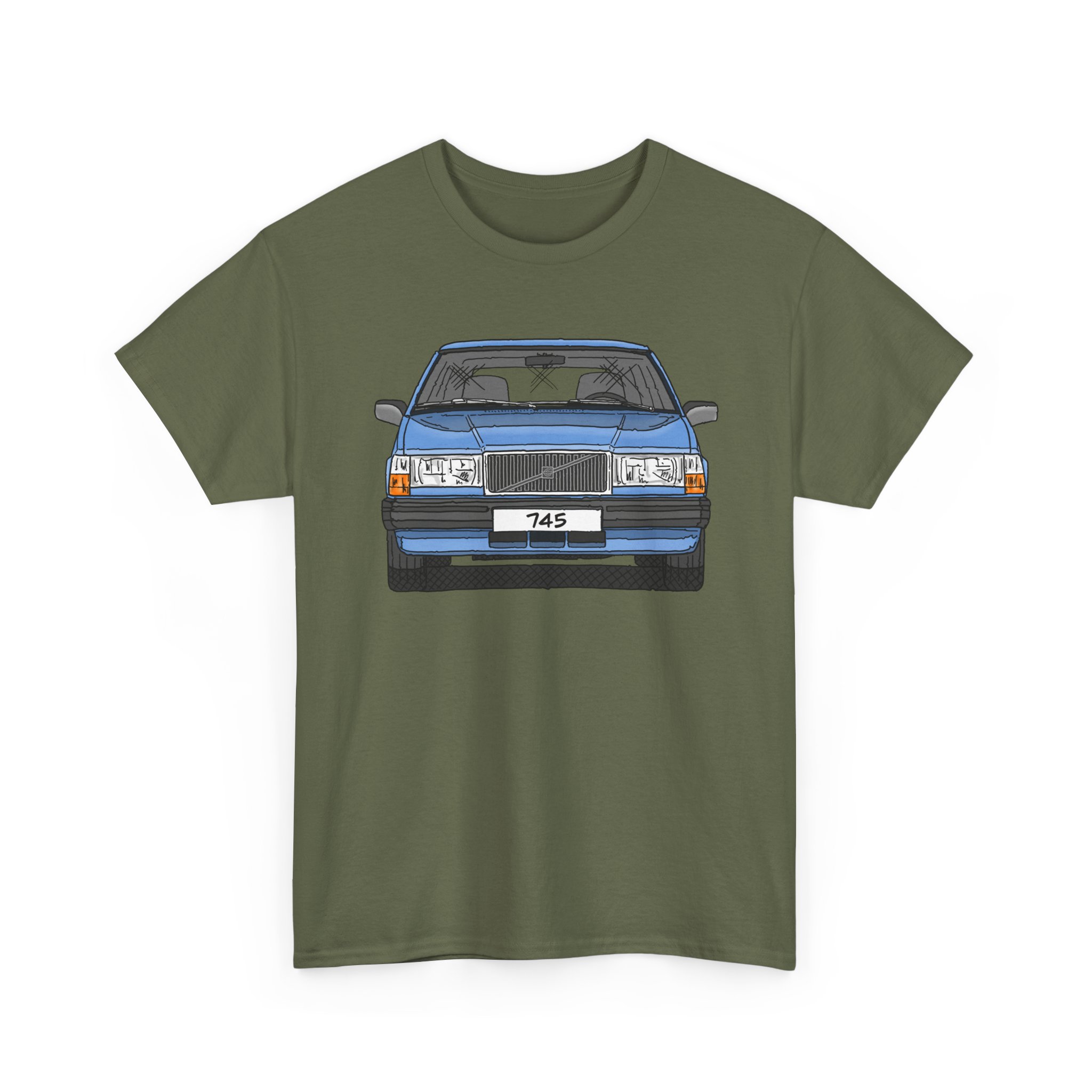 T-Shirt, Volvo 740/745, Strichzeichnung, Hellblau, eigenes Kennzeichen möglich – Bild 2