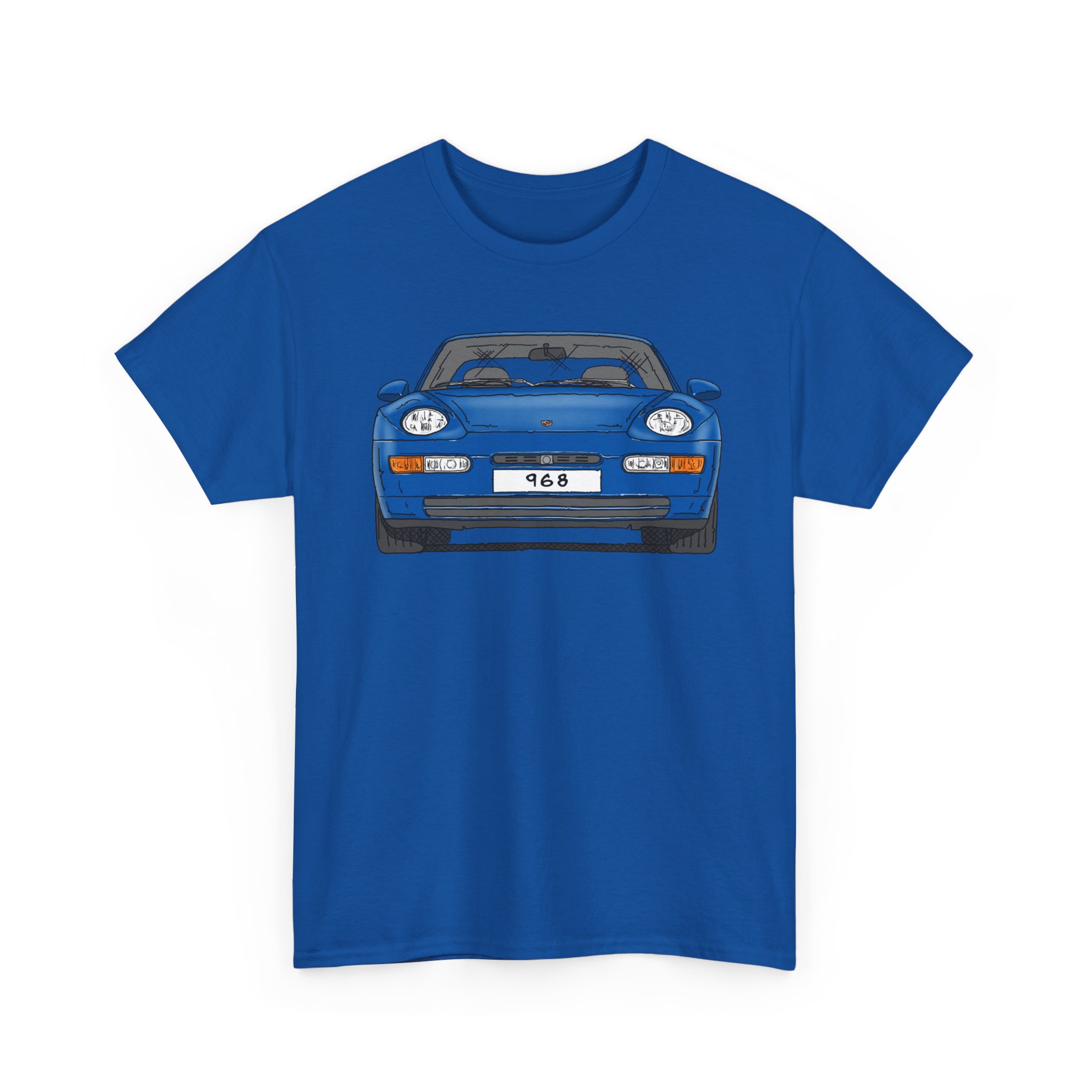 T-Shirt, Porsche 968, Strichzeichnung, Blau, eigenes Kennzeichen möglich – Bild 8