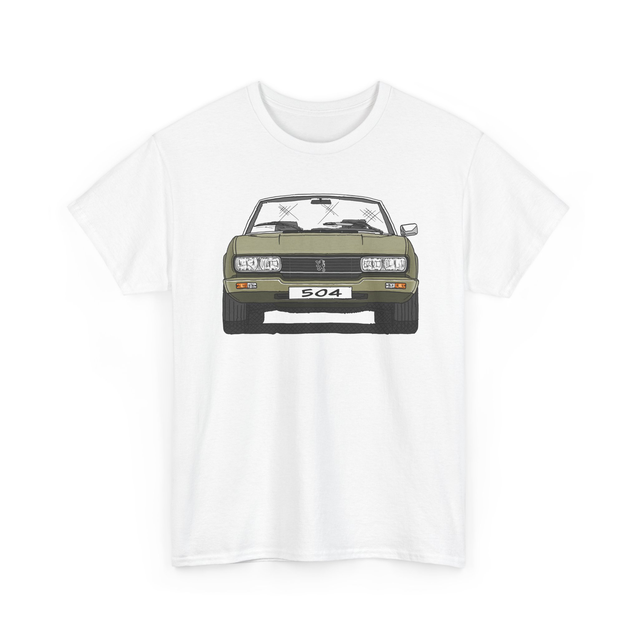 T-Shirt, Peugeot 504 Cabrio, Strichzeichnung, Grün, eigenes Kennzeichen möglich – Bild 4