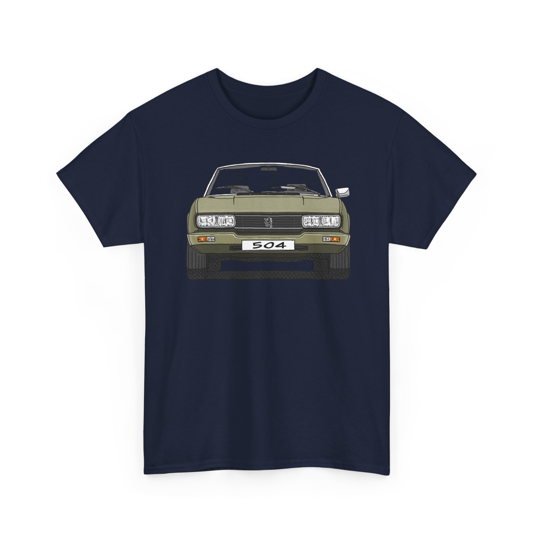 T-Shirt, Peugeot 504 Cabrio, Strichzeichnung, Grün, eigenes Kennzeichen möglich – Bild 9