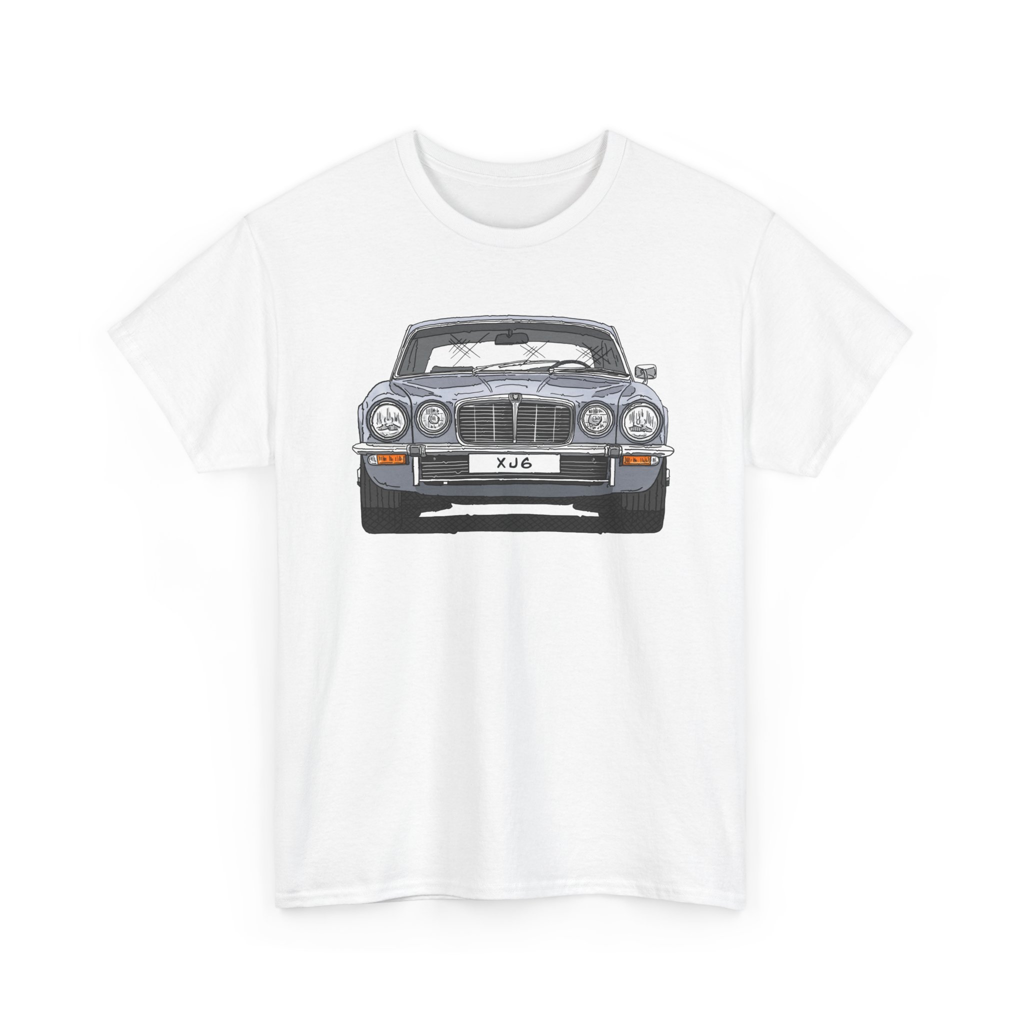 T-Shirt, Jaguar XJ6, Serie 2, Strichzeichnung, Silber, eigenes Kennzeichen möglich – Bild 4