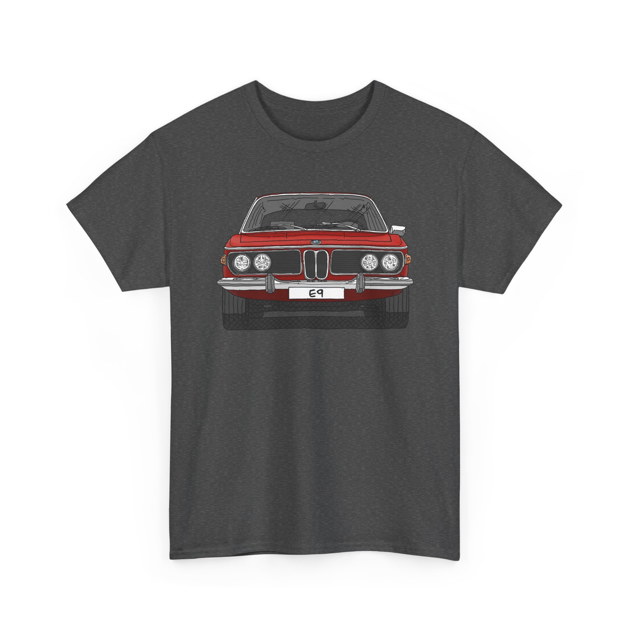 T-Shirt, BMW E9, Strichzeichnung, Rot, eigenes Kennzeichen möglich – Bild 3