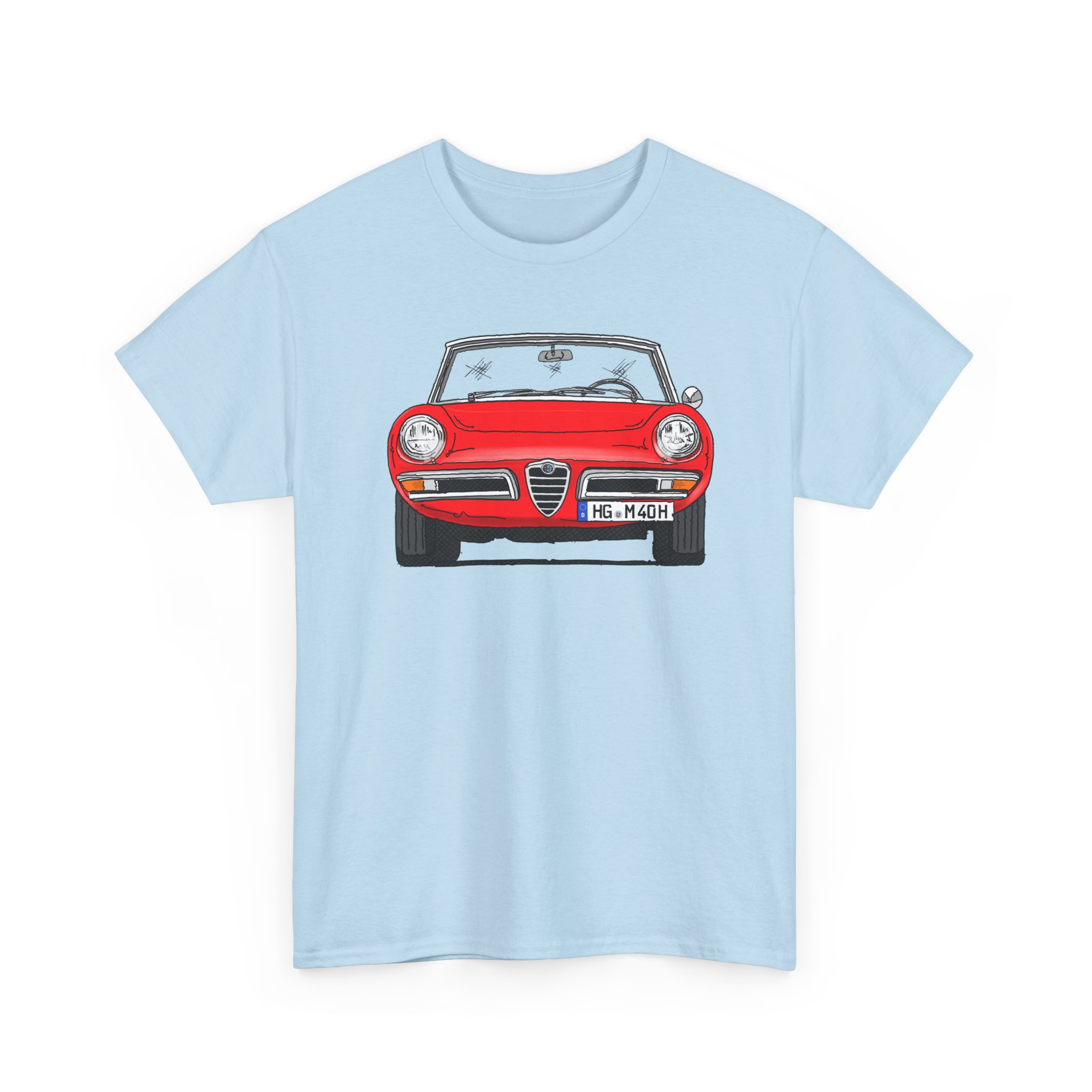 T-Shirt, Alfa Romeo Spider Duetto, Strichzeichnung, Rot, HG M 40H – Bild 7