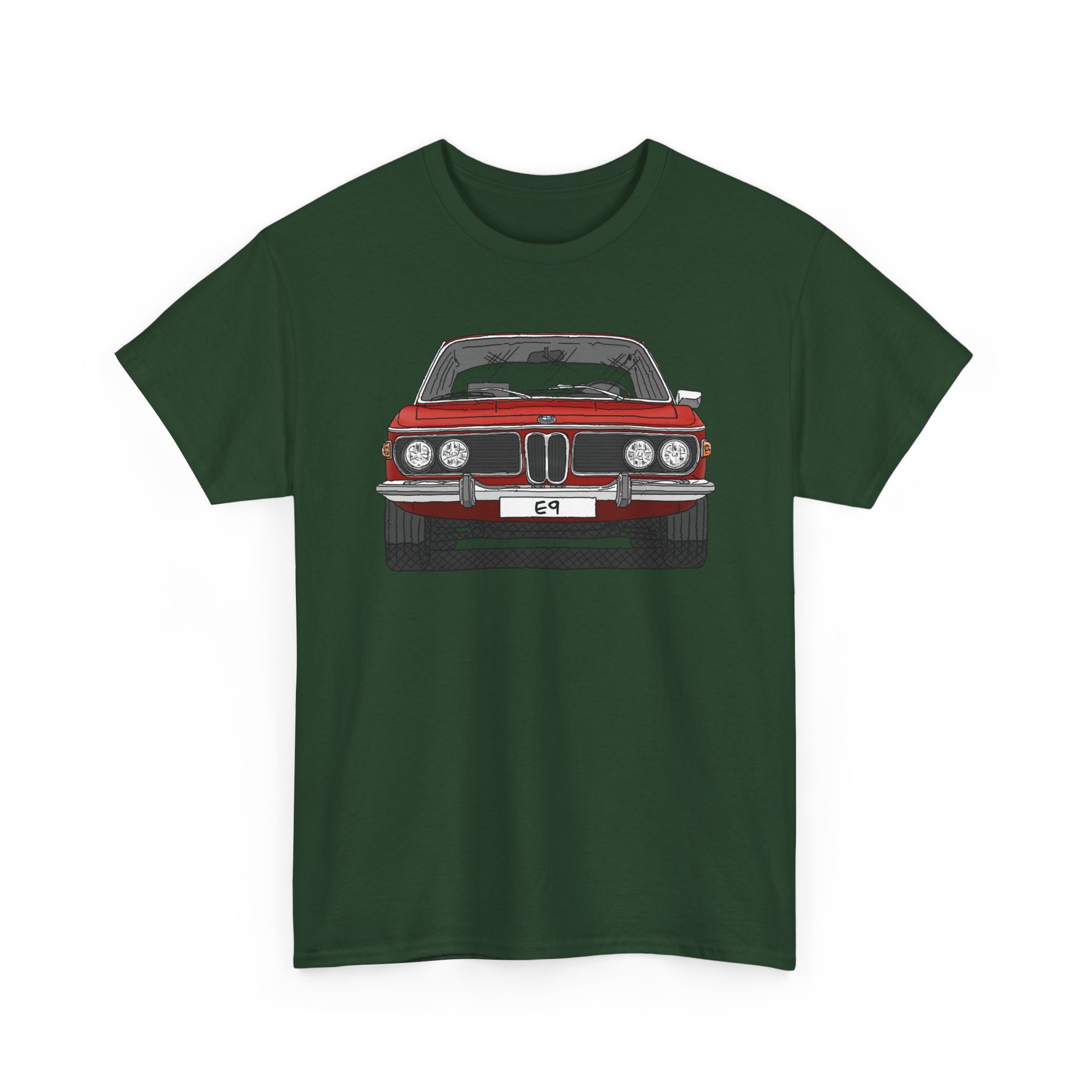 T-Shirt, BMW E9, Strichzeichnung, Rot, eigenes Kennzeichen möglich – Bild 6