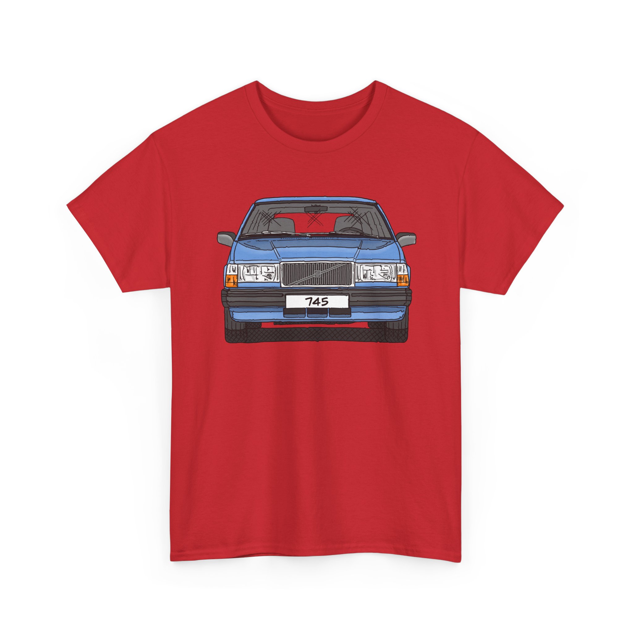 T-Shirt, Volvo 740/745, Strichzeichnung, Hellblau, eigenes Kennzeichen möglich – Bild 10