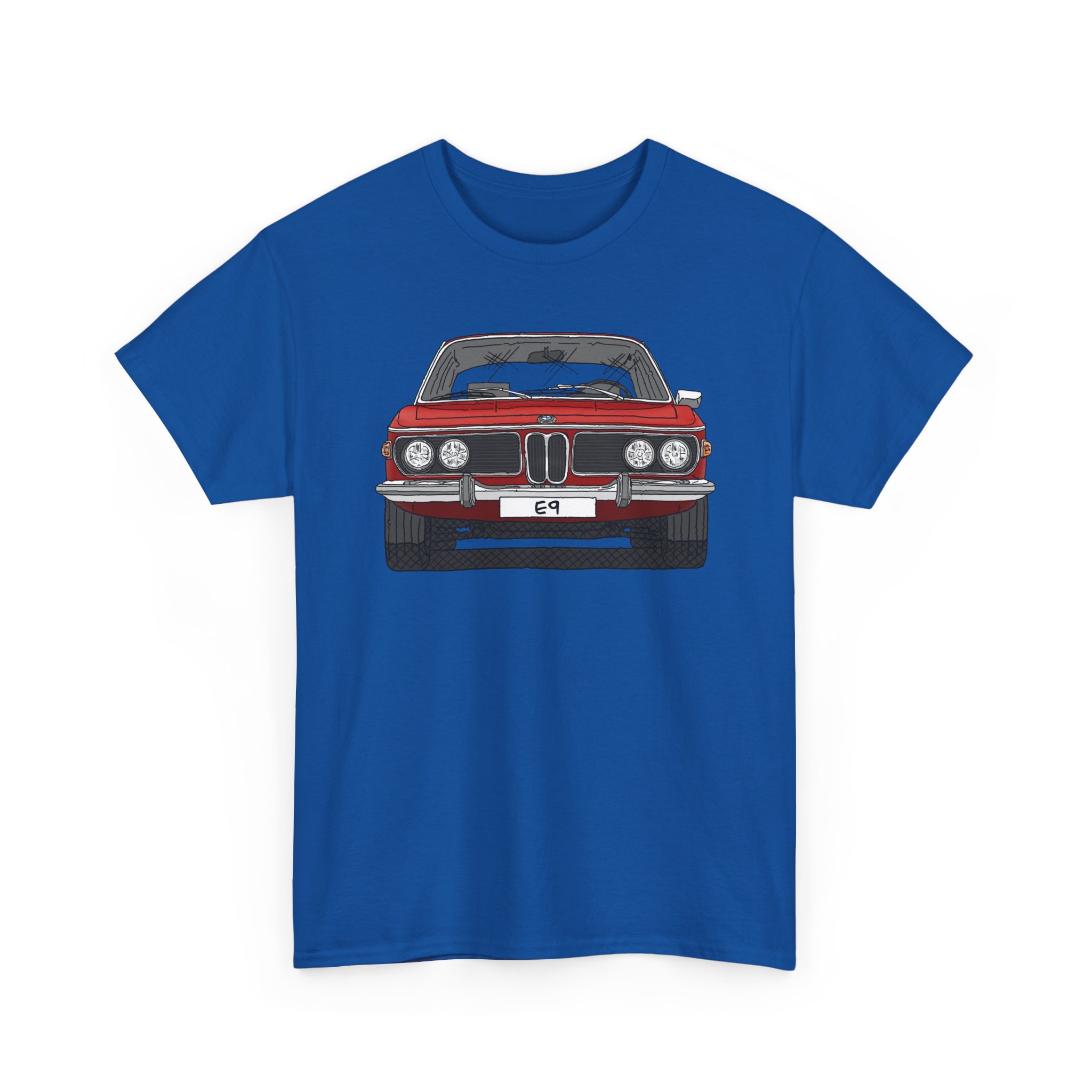 T-Shirt, BMW E9, Strichzeichnung, Rot, eigenes Kennzeichen möglich – Bild 8