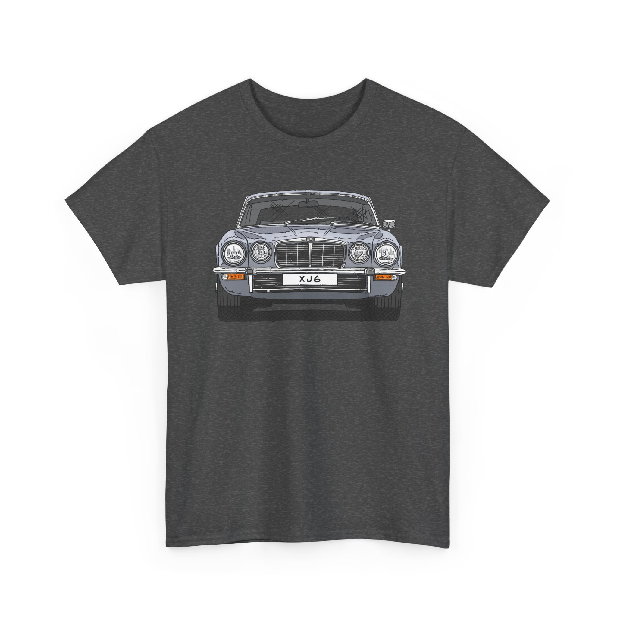 T-Shirt, Jaguar XJ6, Serie 2, Strichzeichnung, Silber, eigenes Kennzeichen möglich – Bild 3