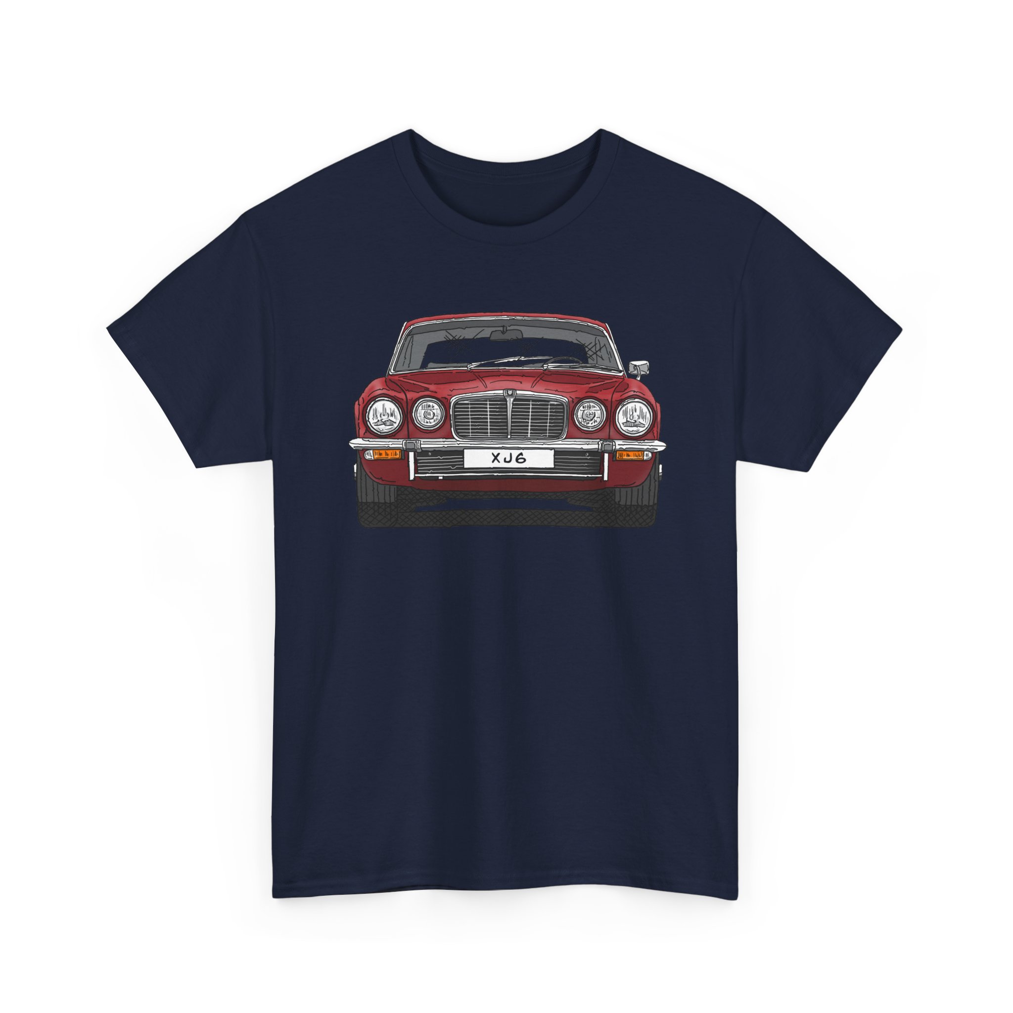 T-Shirt, Jaguar XJ6, Serie 2, Strichzeichnung, Rot, eigenes Kennzeichen möglich – Bild 9