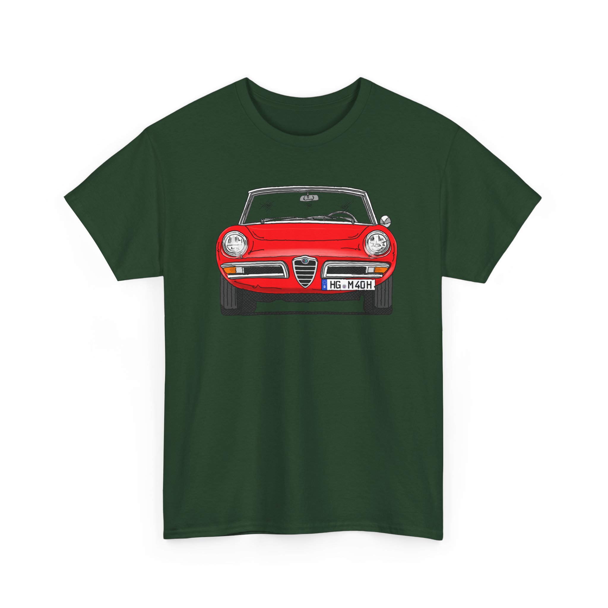T-Shirt, Alfa Romeo Spider Duetto, Strichzeichnung, Rot, HG M 40H – Bild 5