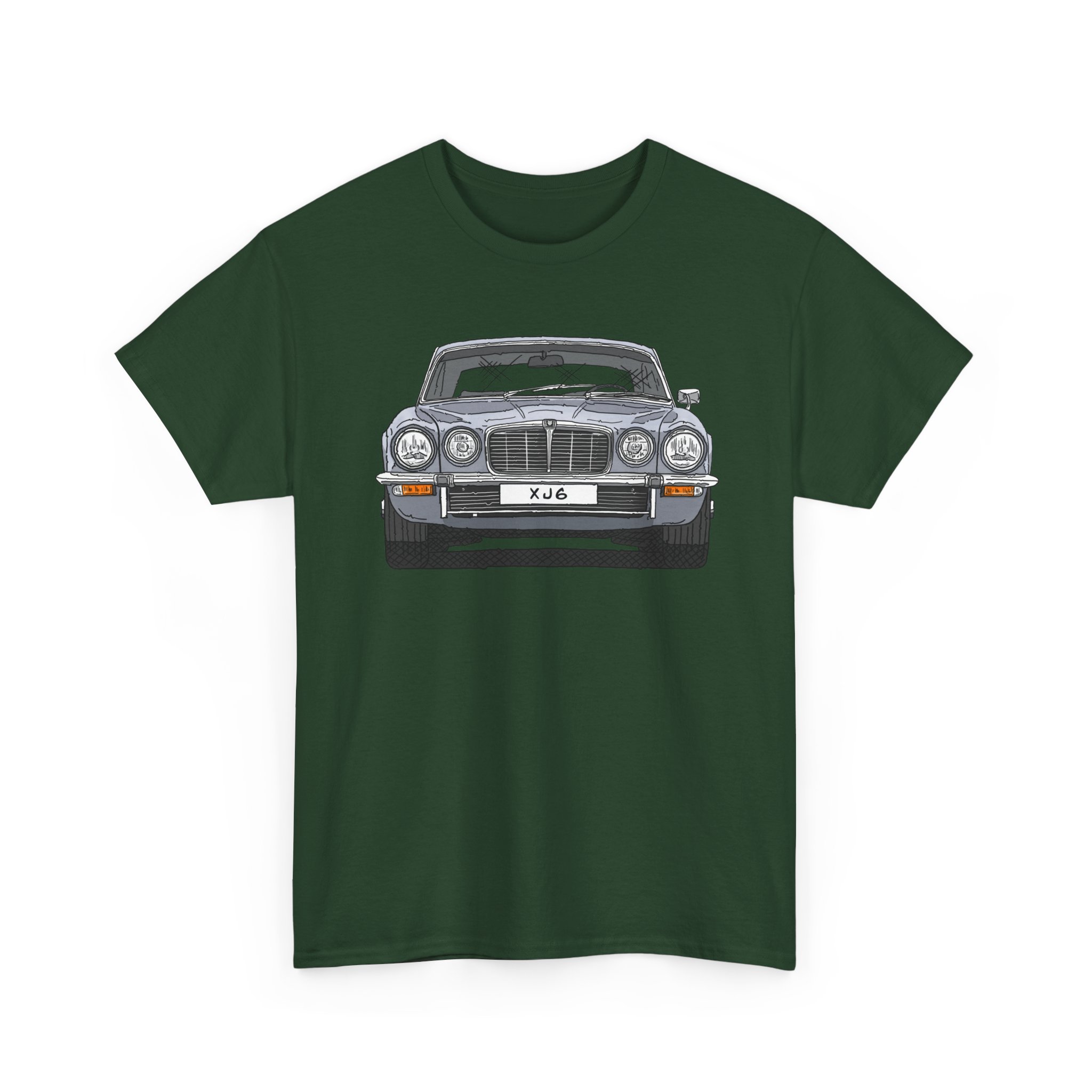 T-Shirt, Jaguar XJ6, Serie 2, Strichzeichnung, Silber, eigenes Kennzeichen möglich – Bild 6