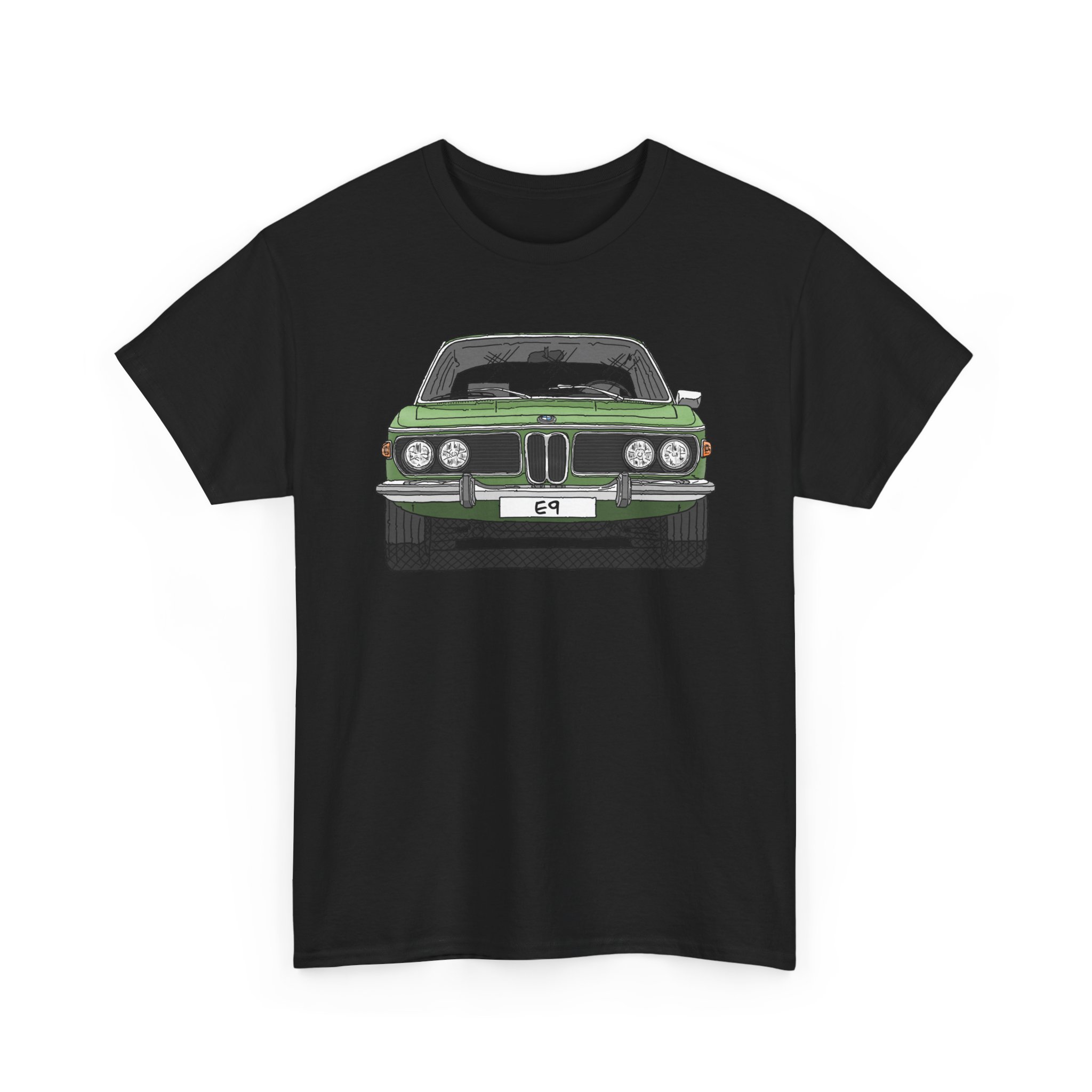 T-Shirt, BMW E9, Strichzeichnung, Hellgrün, eigenes Kennzeichen möglich – Bild 5