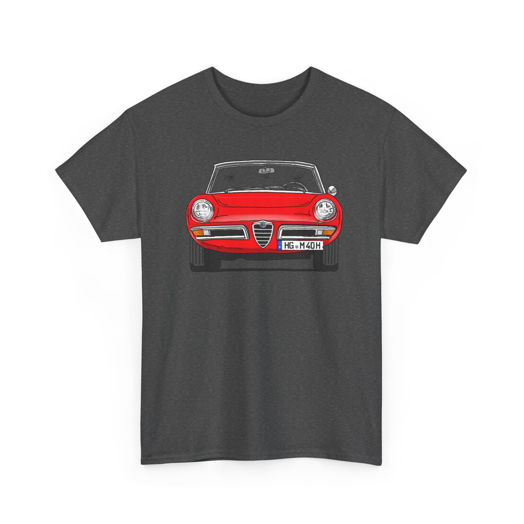 T-Shirt, Alfa Romeo Spider Duetto, Strichzeichnung, Rot, HG M 40H – Bild 6