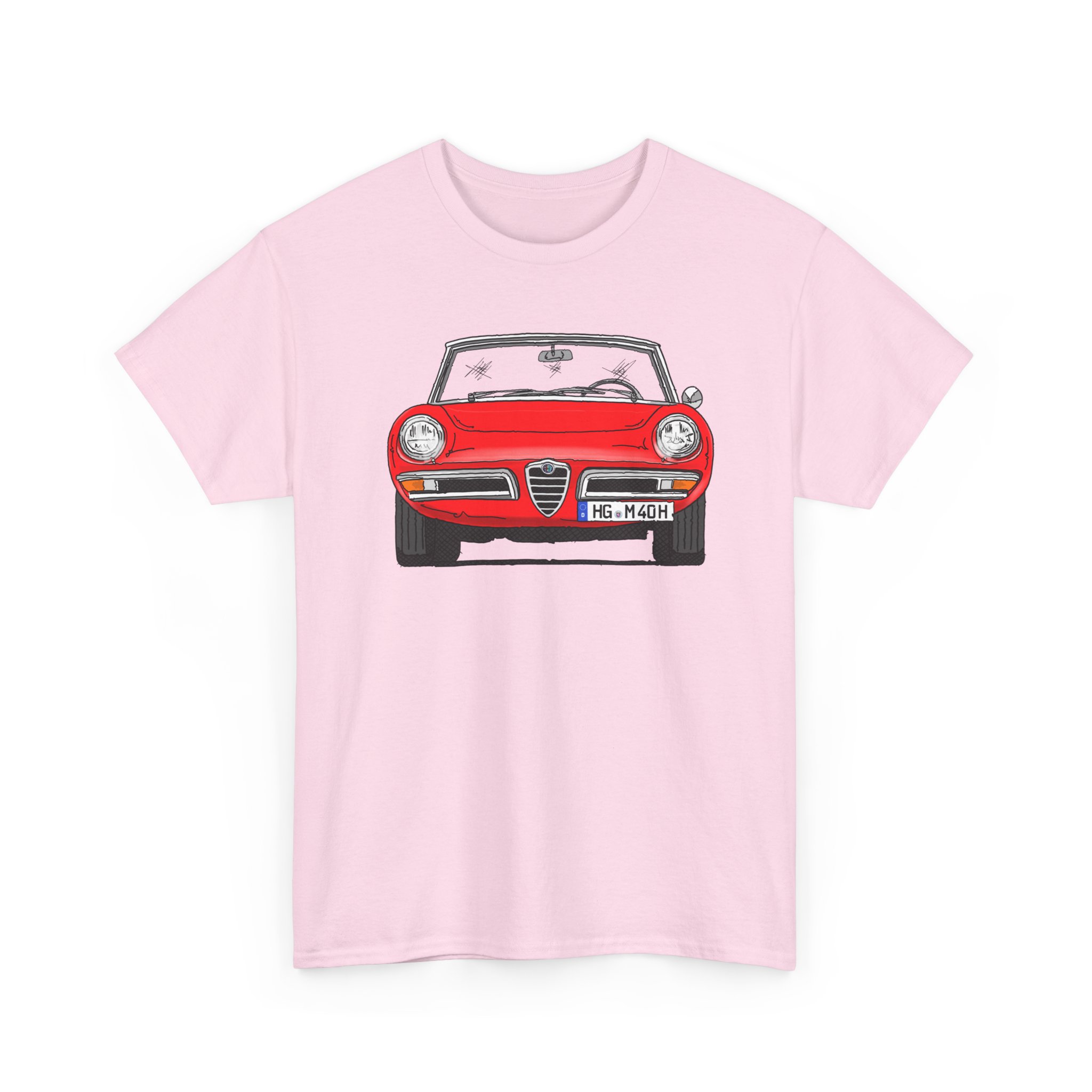 T-Shirt, Alfa Romeo Spider Duetto, Strichzeichnung, Rot, HG M 40H – Bild 10