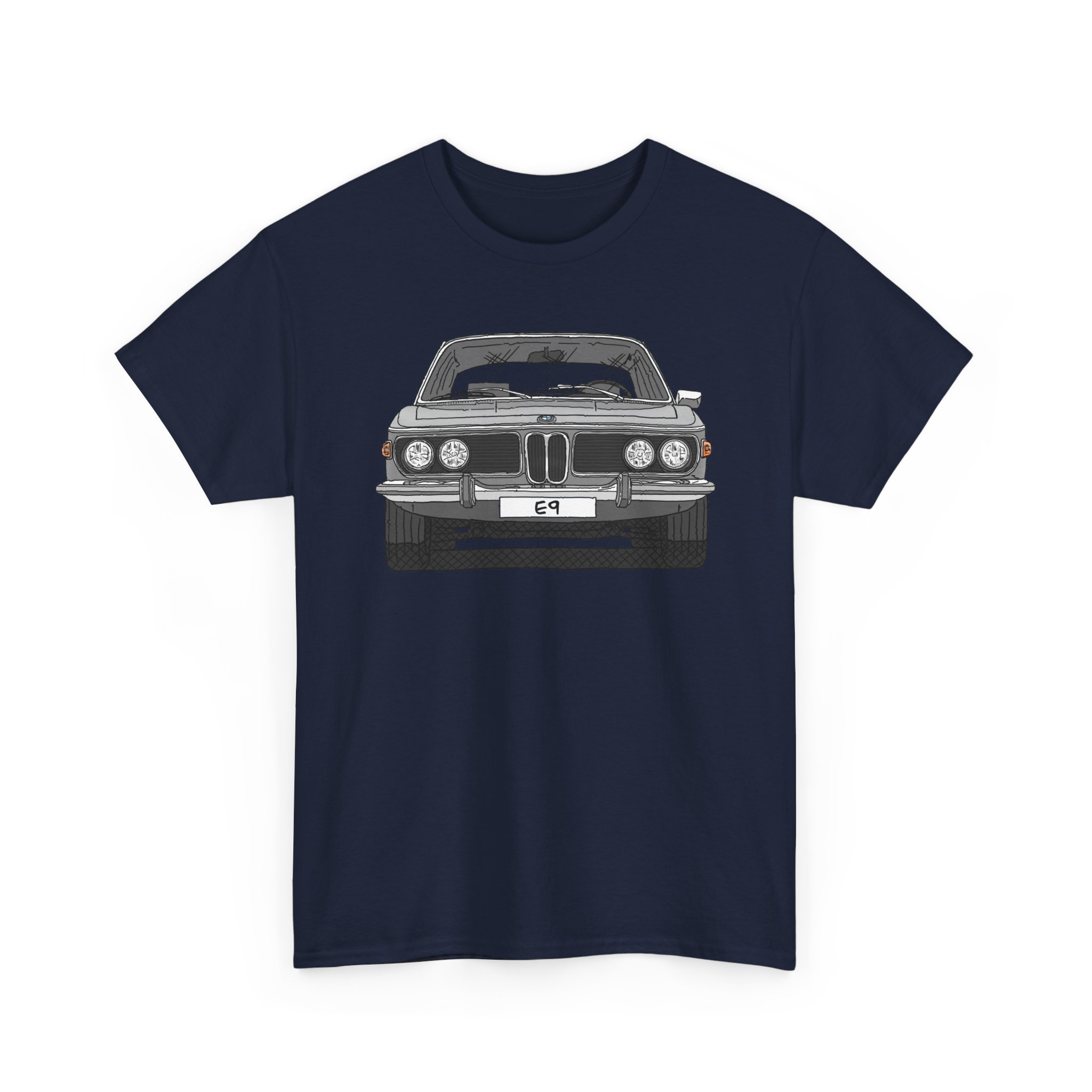 T-Shirt, BMW E9, Strichzeichnung, Silber, eigenes Kennzeichen möglich – Bild 9