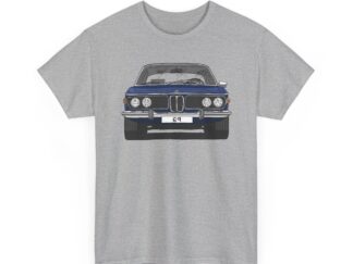 T-Shirt, BMW E9, Strichzeichnung, Dunkelblau, eigenes Kennzeichen möglich