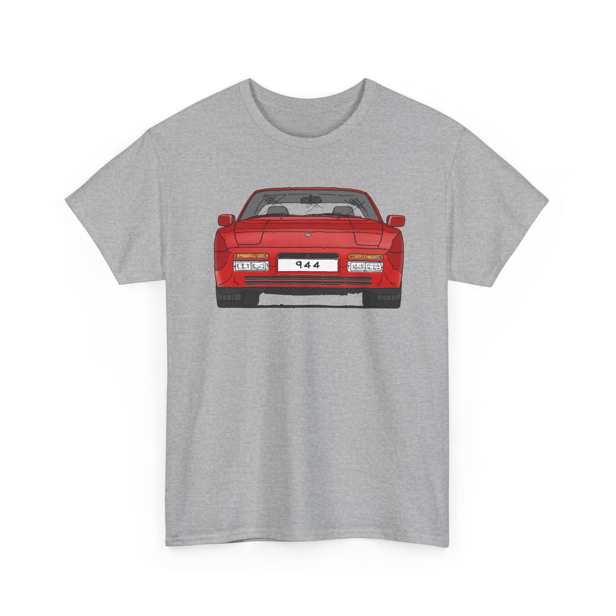 T-Shirt, Porsche 944, Strichzeichnung, Rot, eigenes Kennzeichen möglich