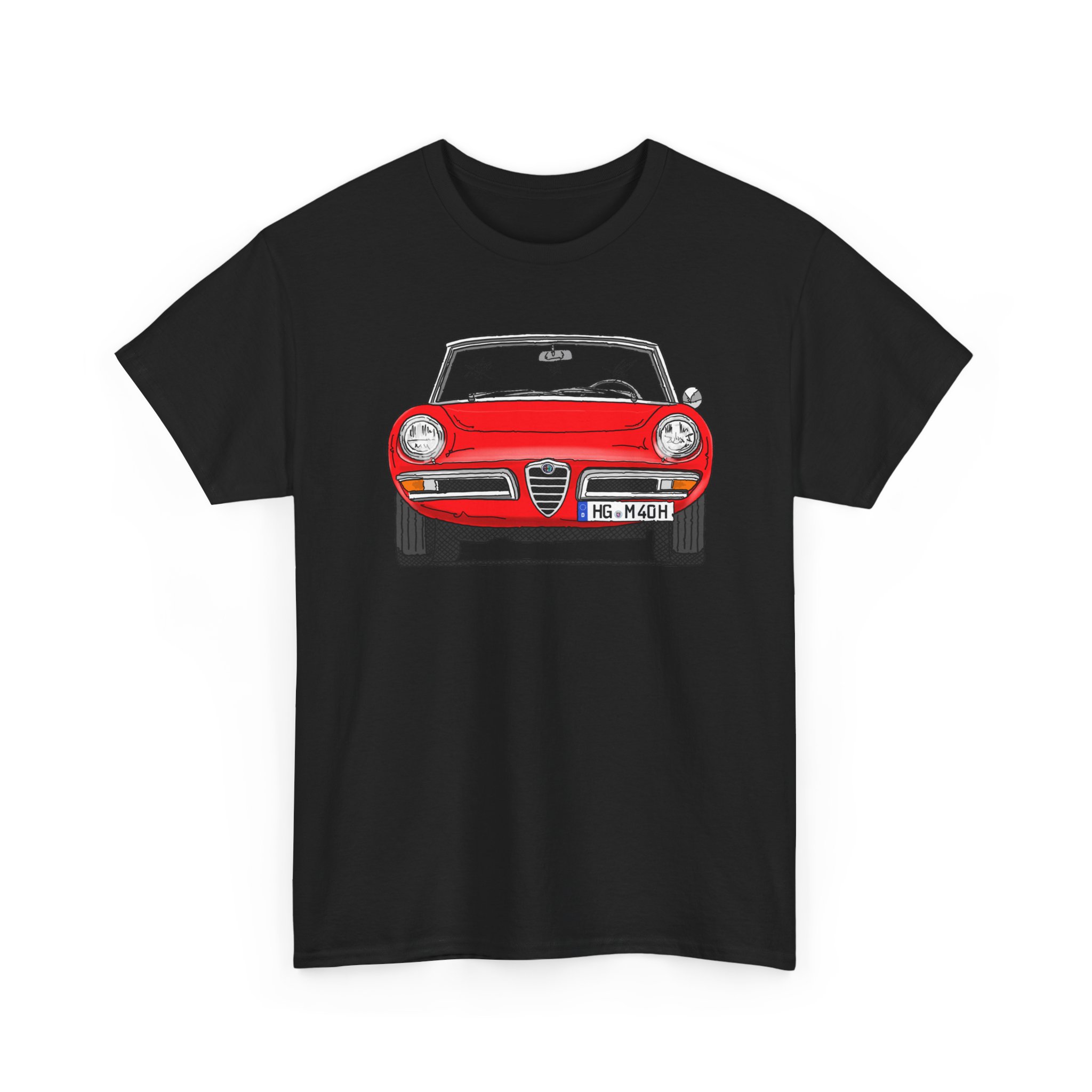 T-Shirt, Alfa Romeo Spider Duetto, Strichzeichnung, Rot, HG M 40H – Bild 3