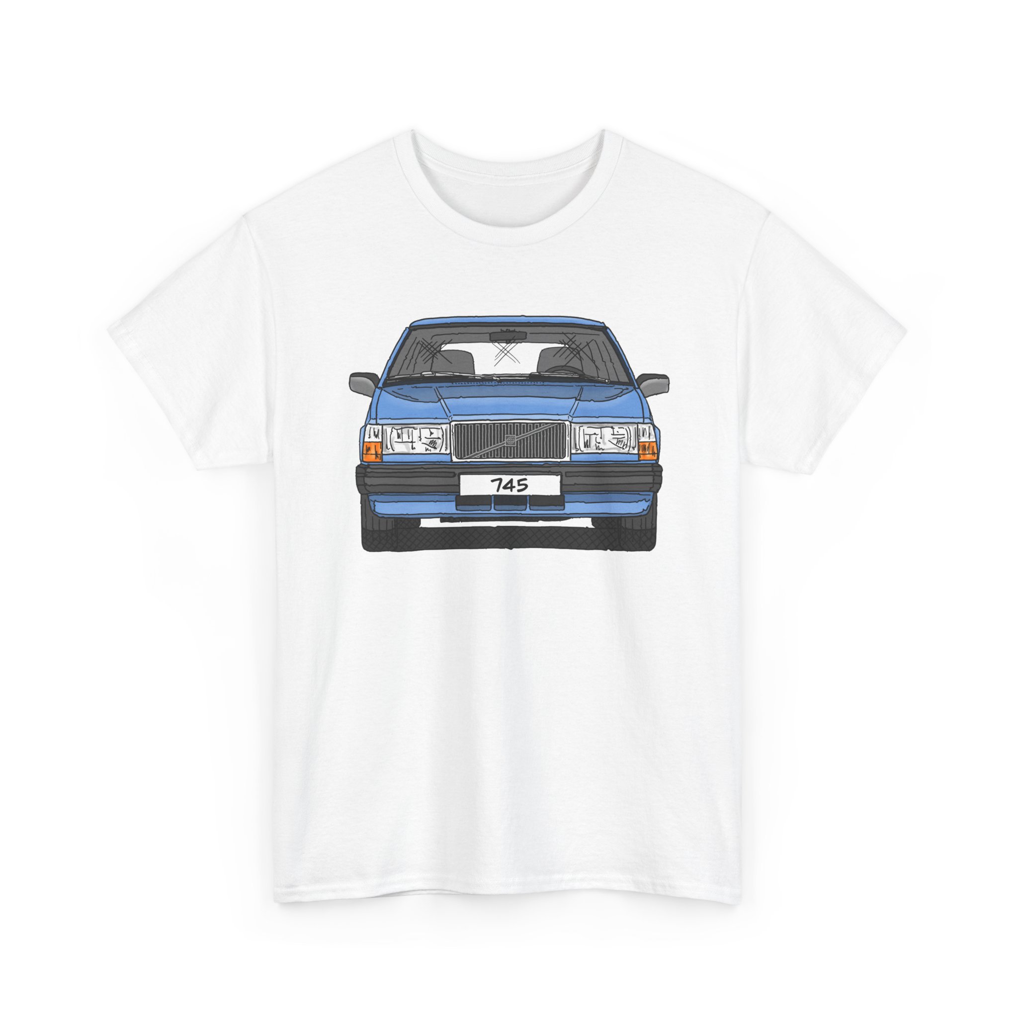 T-Shirt, Volvo 740/745, Strichzeichnung, Hellblau, eigenes Kennzeichen möglich – Bild 4