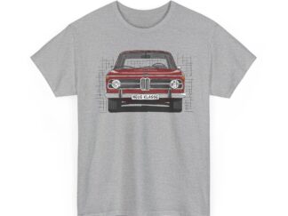 T-Shirt, BMW Neue Klasse, Strichzeichnung, Rot, mit Kennzeichen personalisierbar
