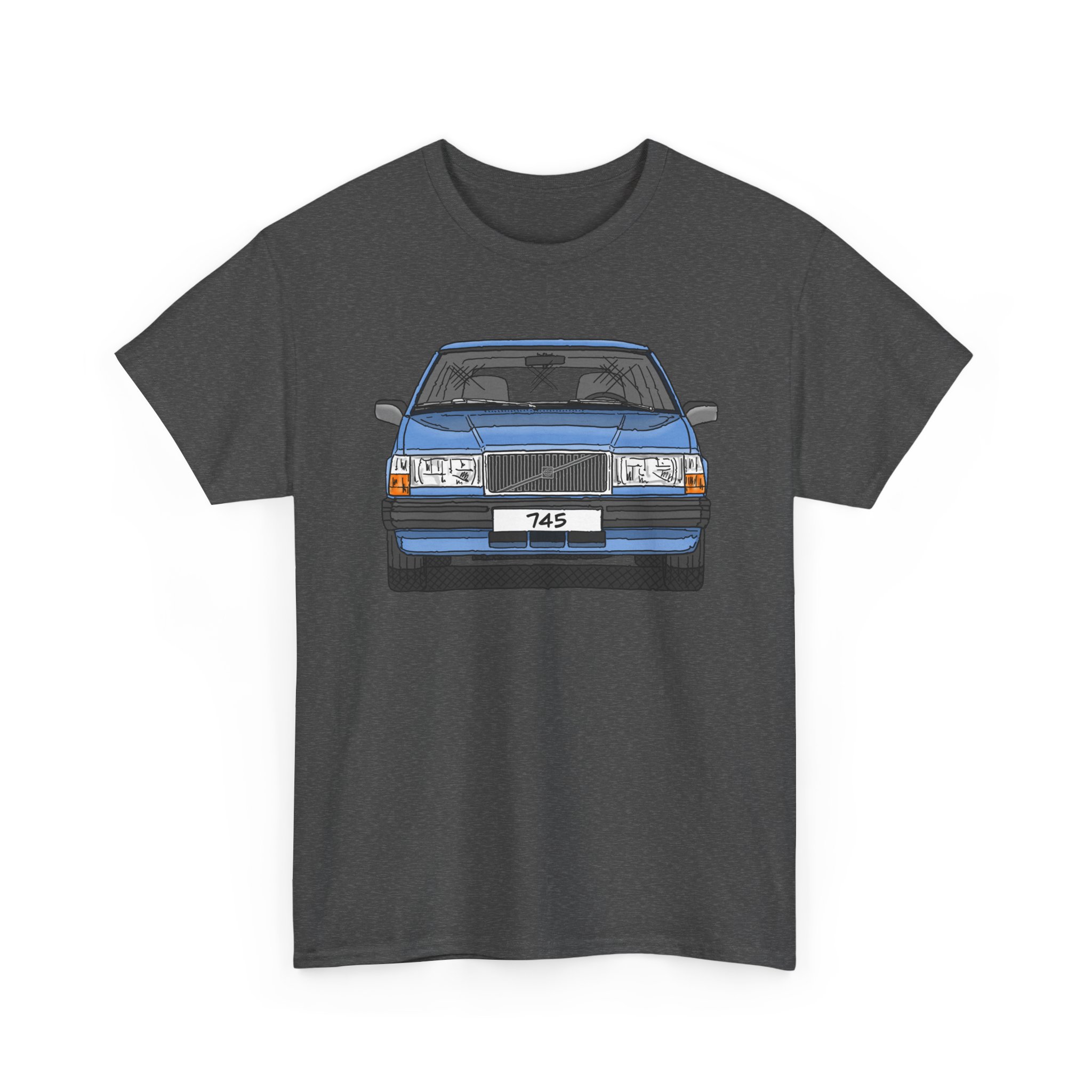 T-Shirt, Volvo 740/745, Strichzeichnung, Hellblau, eigenes Kennzeichen möglich – Bild 3