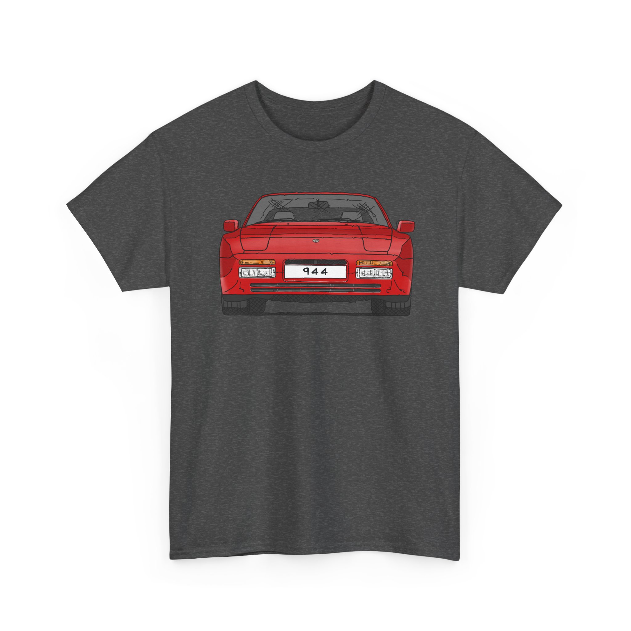 T-Shirt, Porsche 944, Strichzeichnung, Rot, eigenes Kennzeichen möglich – Bild 3