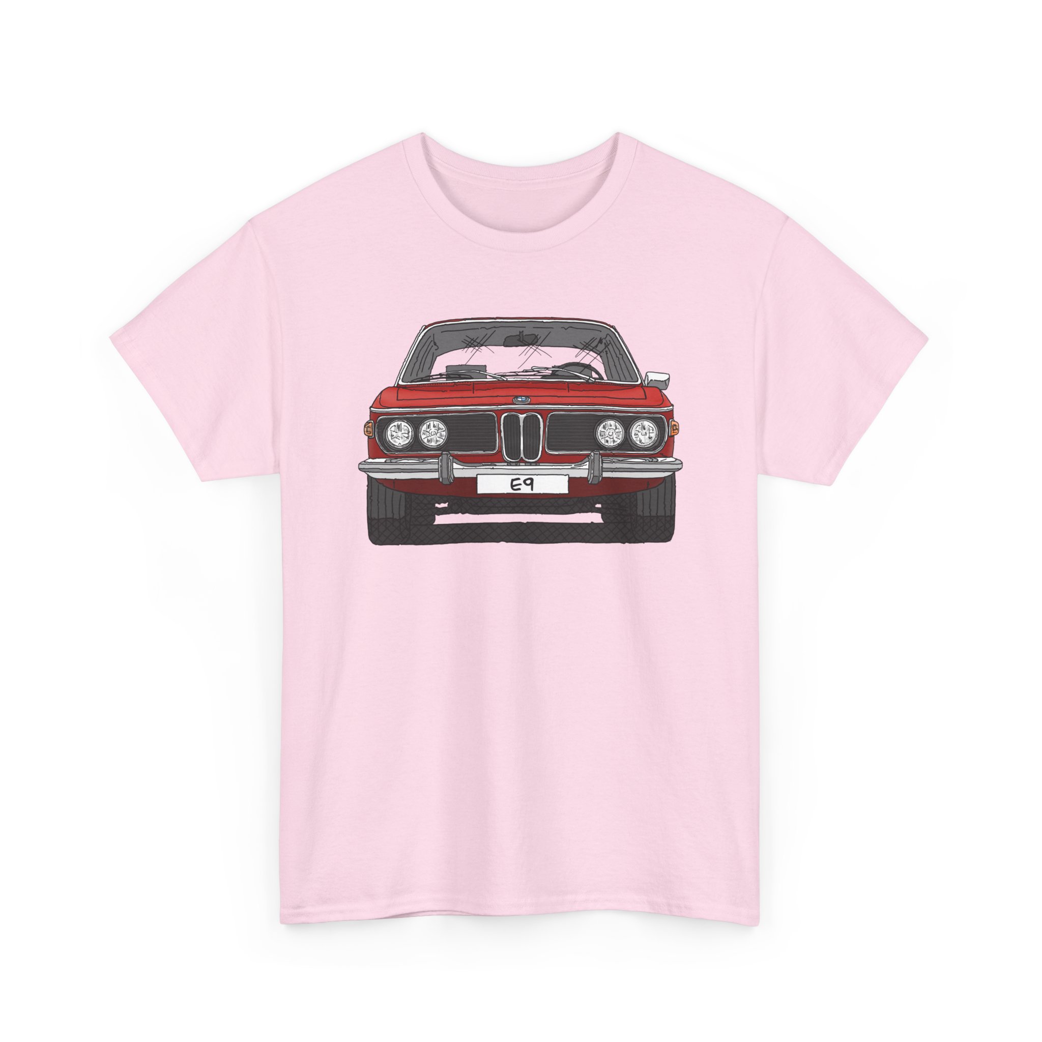 T-Shirt, BMW E9, Strichzeichnung, Rot, eigenes Kennzeichen möglich – Bild 10