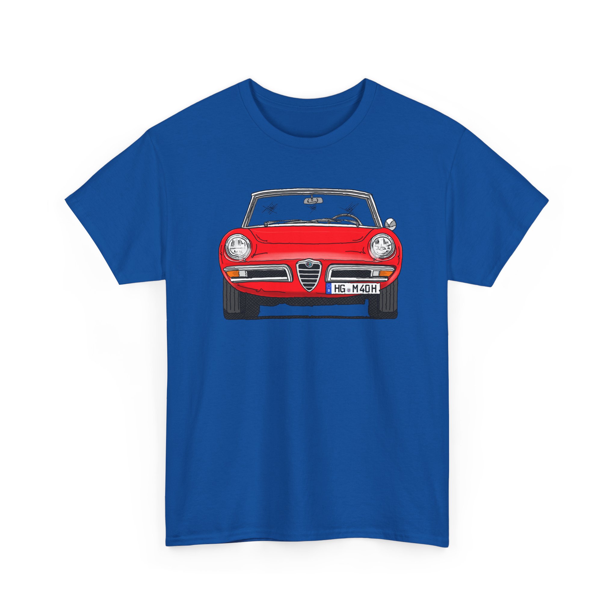 T-Shirt, Alfa Romeo Spider Duetto, Strichzeichnung, Rot, HG M 40H – Bild 8