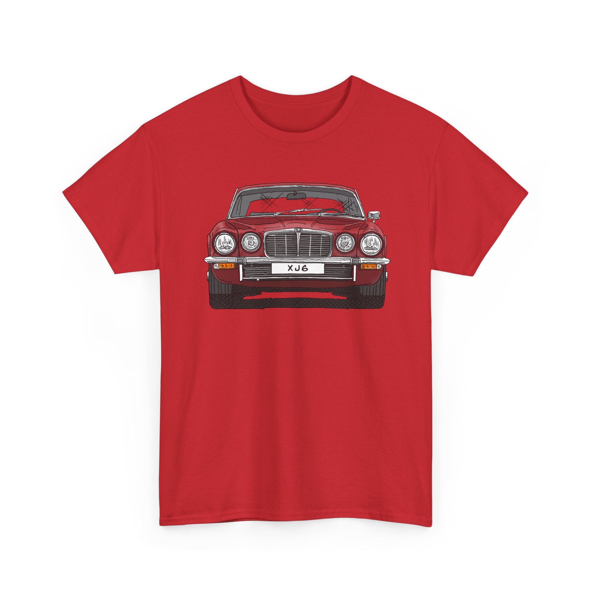 T-Shirt, Jaguar XJ6, Serie 2, Strichzeichnung, Rot, eigenes Kennzeichen möglich – Bild 11