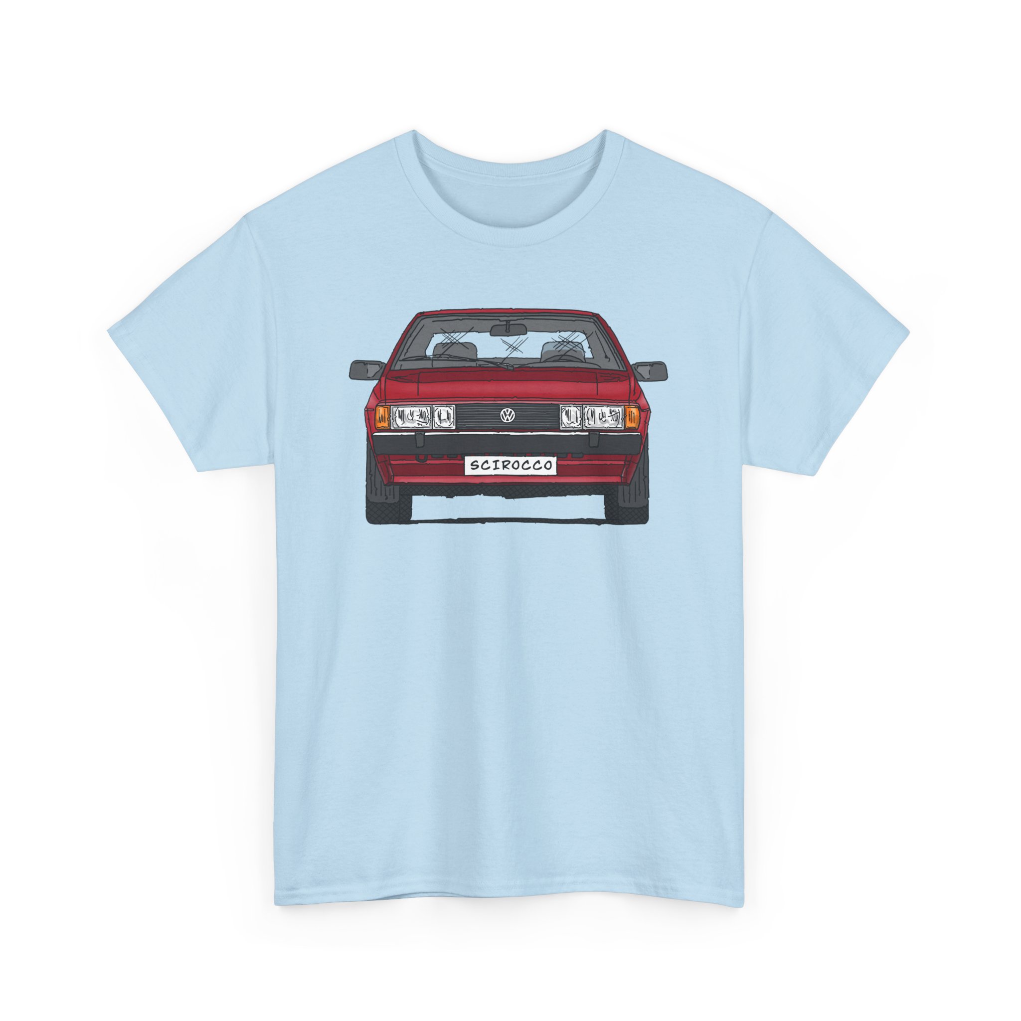 T-Shirt, VW SCIROCCO II, Strichzeichnung, Rot, Wunschkennzeichen möglich – Bild 31