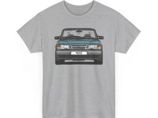 T-Shirt, Saab 900 Cabrio, Strichzeichnung, Grün, eigenes Kennzeichen möglich