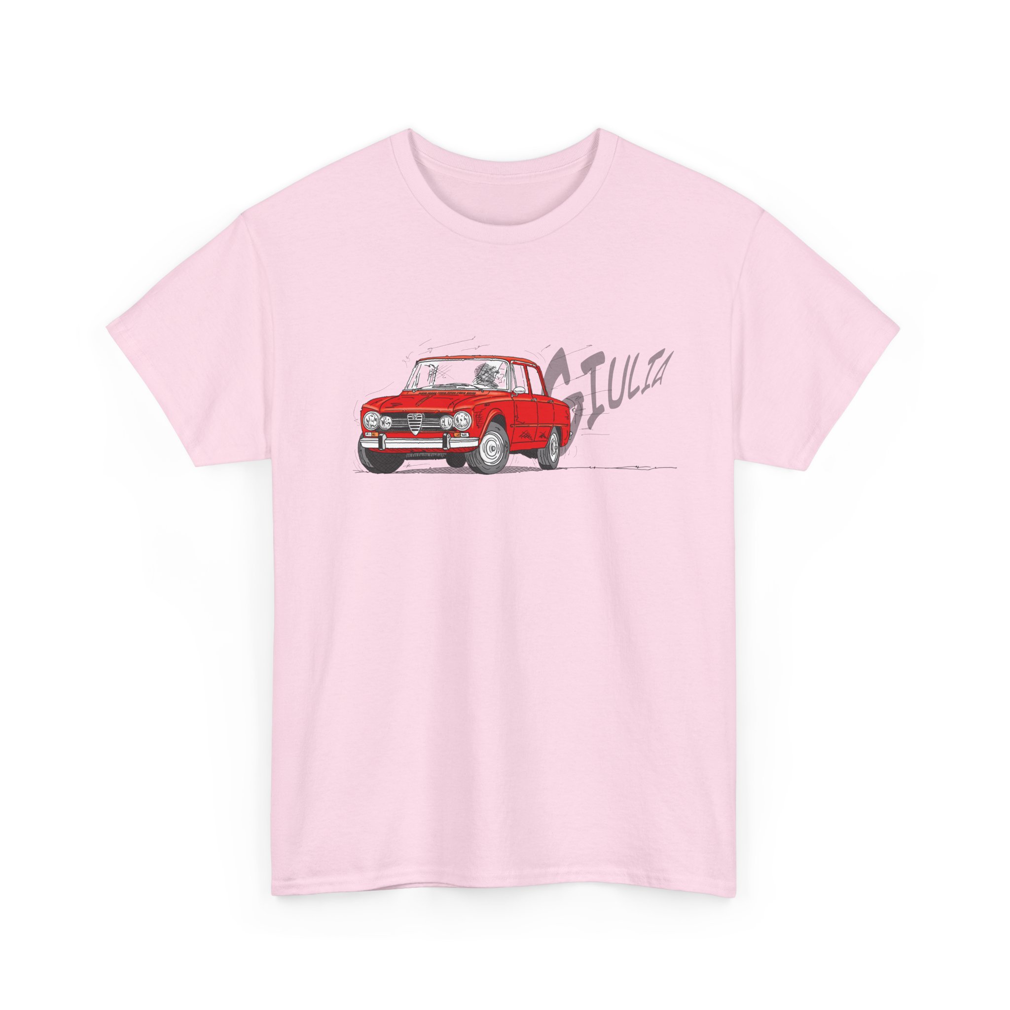T-Shirt, Alfa Romeo Giulia, Strichzeichnung, Rot, personalisierbar – Bild 9