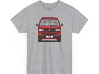 T-Shirt, VW T3, Bulli, California, Strichzeichnung, Rot, eigenes Kennzeichen möglich