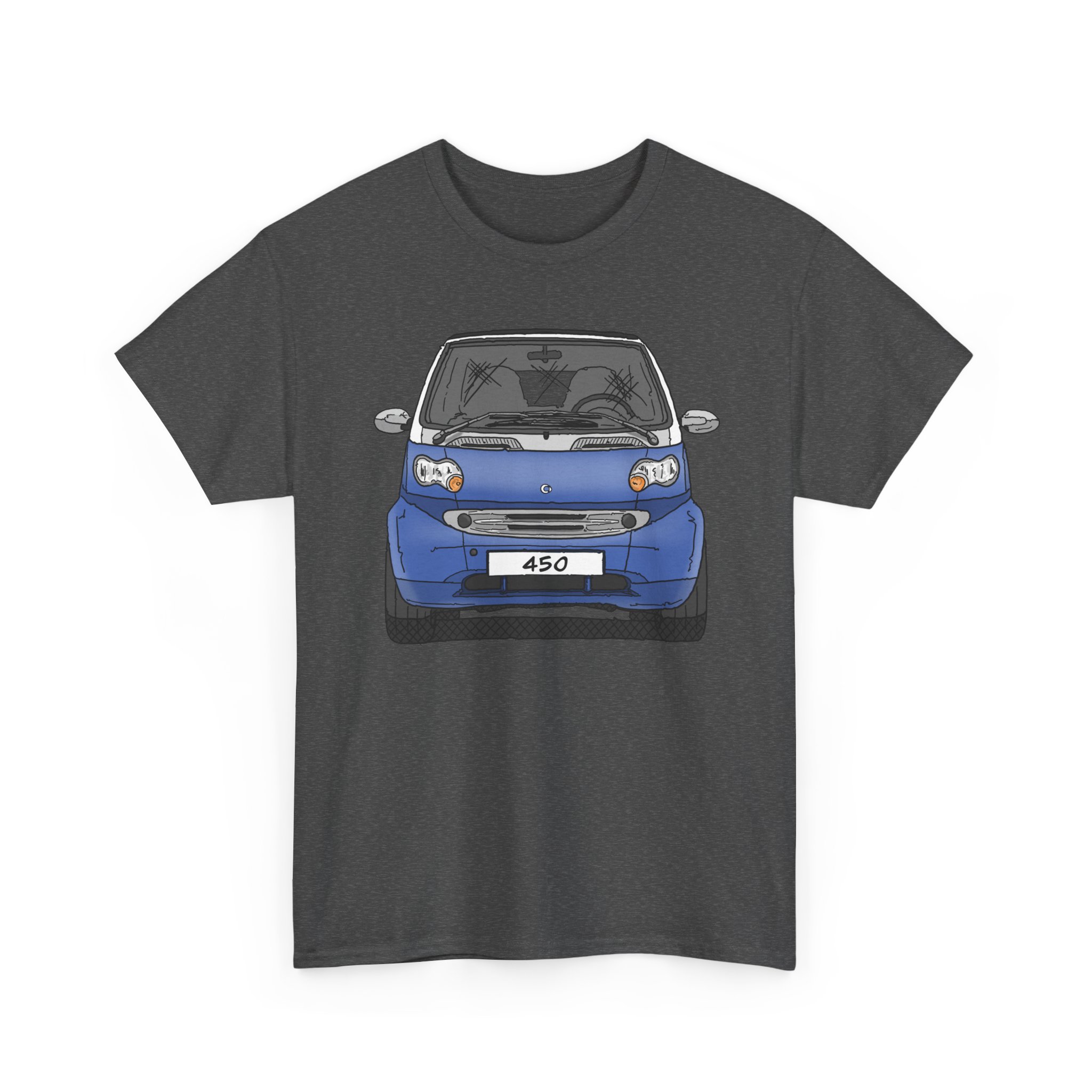 T-Shirt, Smart 450 FL, Strichzeichnung, Blau, eigenes Kennzeichen möglich – Bild 3