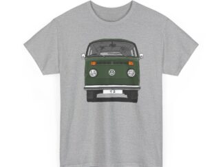 T-Shirt, VW T2, T2b, Bulli, VW Bus, Strichzeichnung, Grün, Wunsch-Kennzeichen möglich