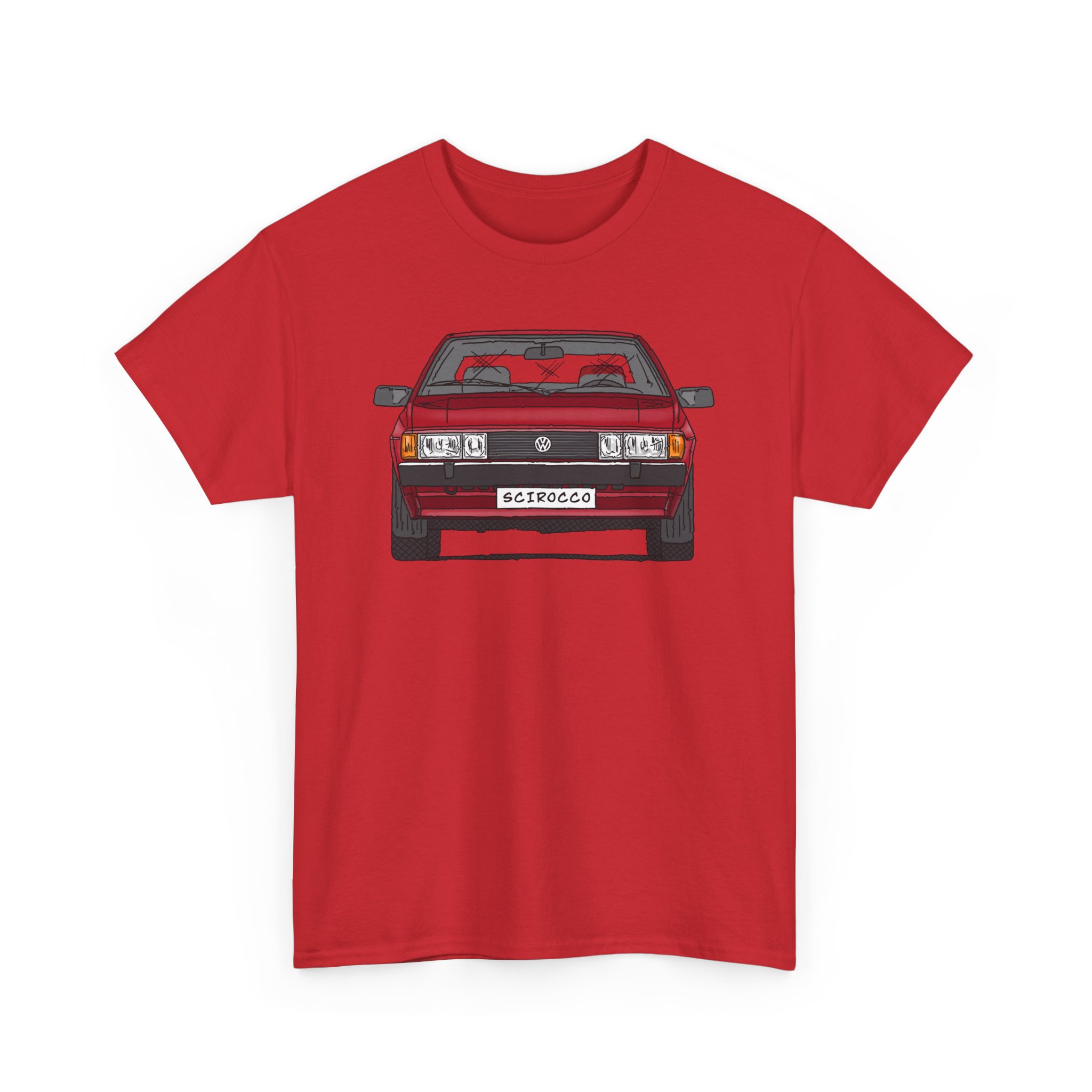 T-Shirt, VW SCIROCCO II, Strichzeichnung, Rot, Wunschkennzeichen möglich – Bild 47