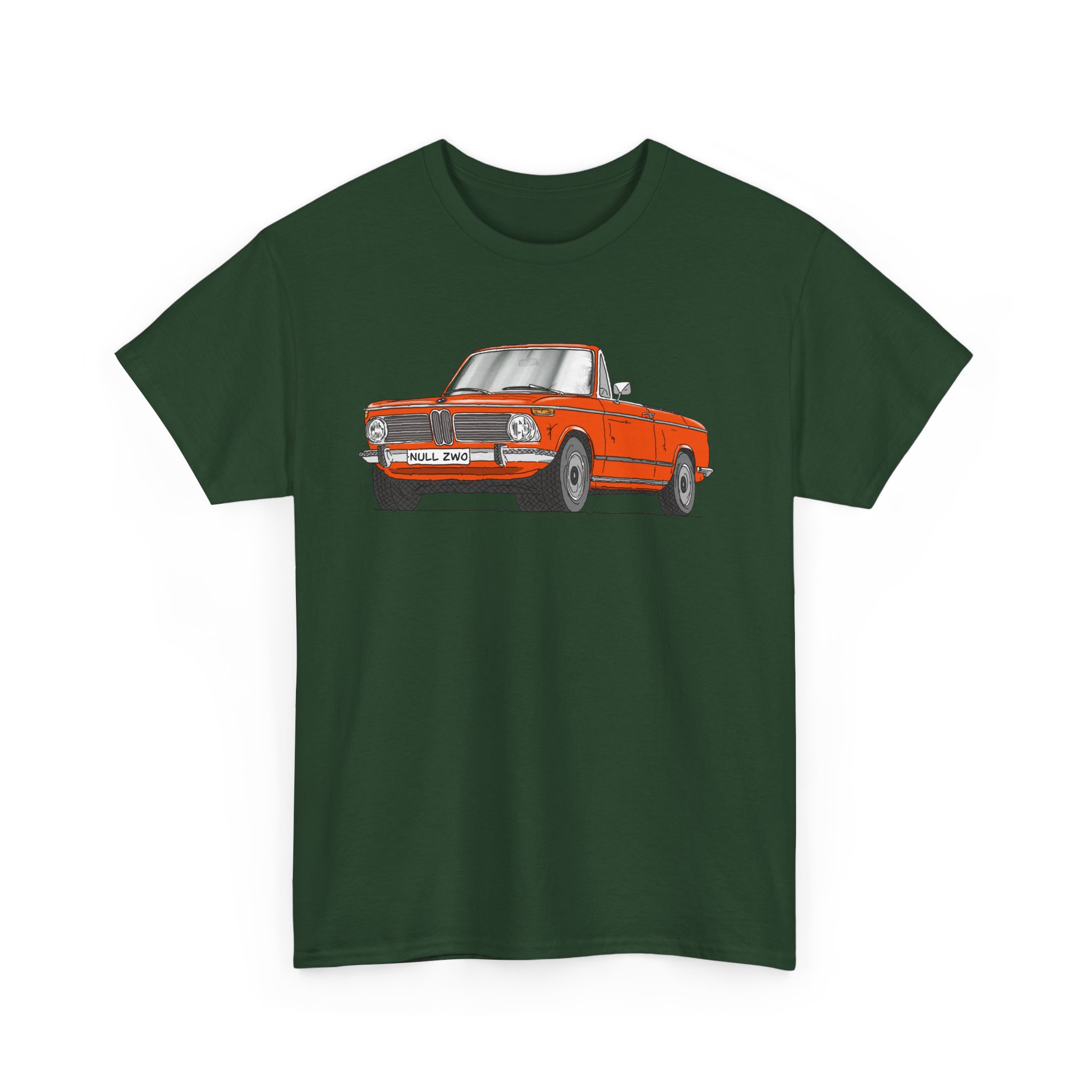 T-Shirt, BMW 02 Baur Cabrio, Strichzeichnung, Orange, eigenes Kennzeichen möglich – Bild 10